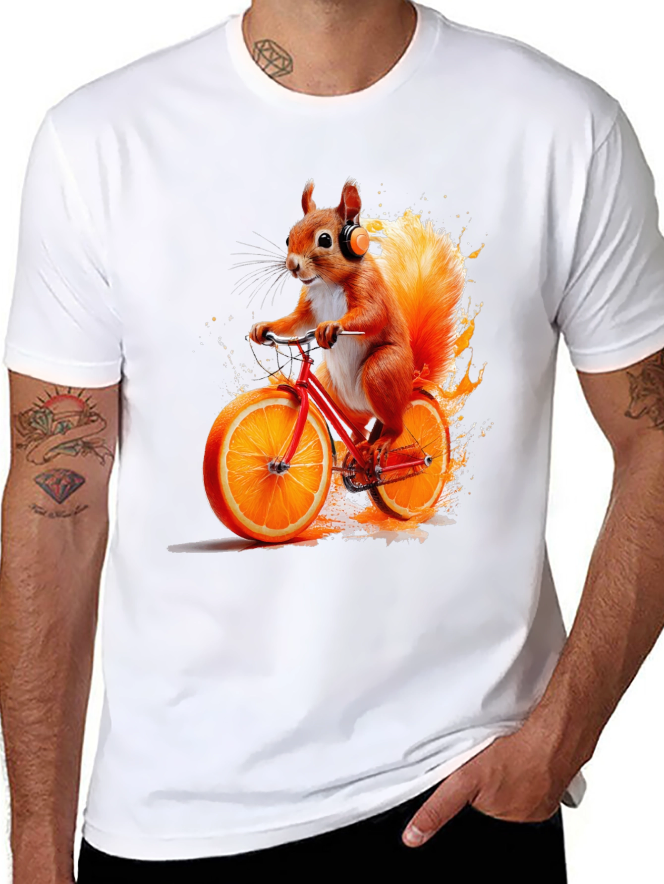Black Squirrel on Orange Bike T-Shirt view 8