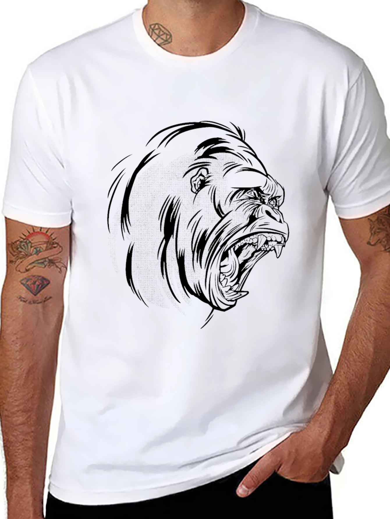 Black Men's Black Gorilla Graphic Tee - Bold and Edgy view 8