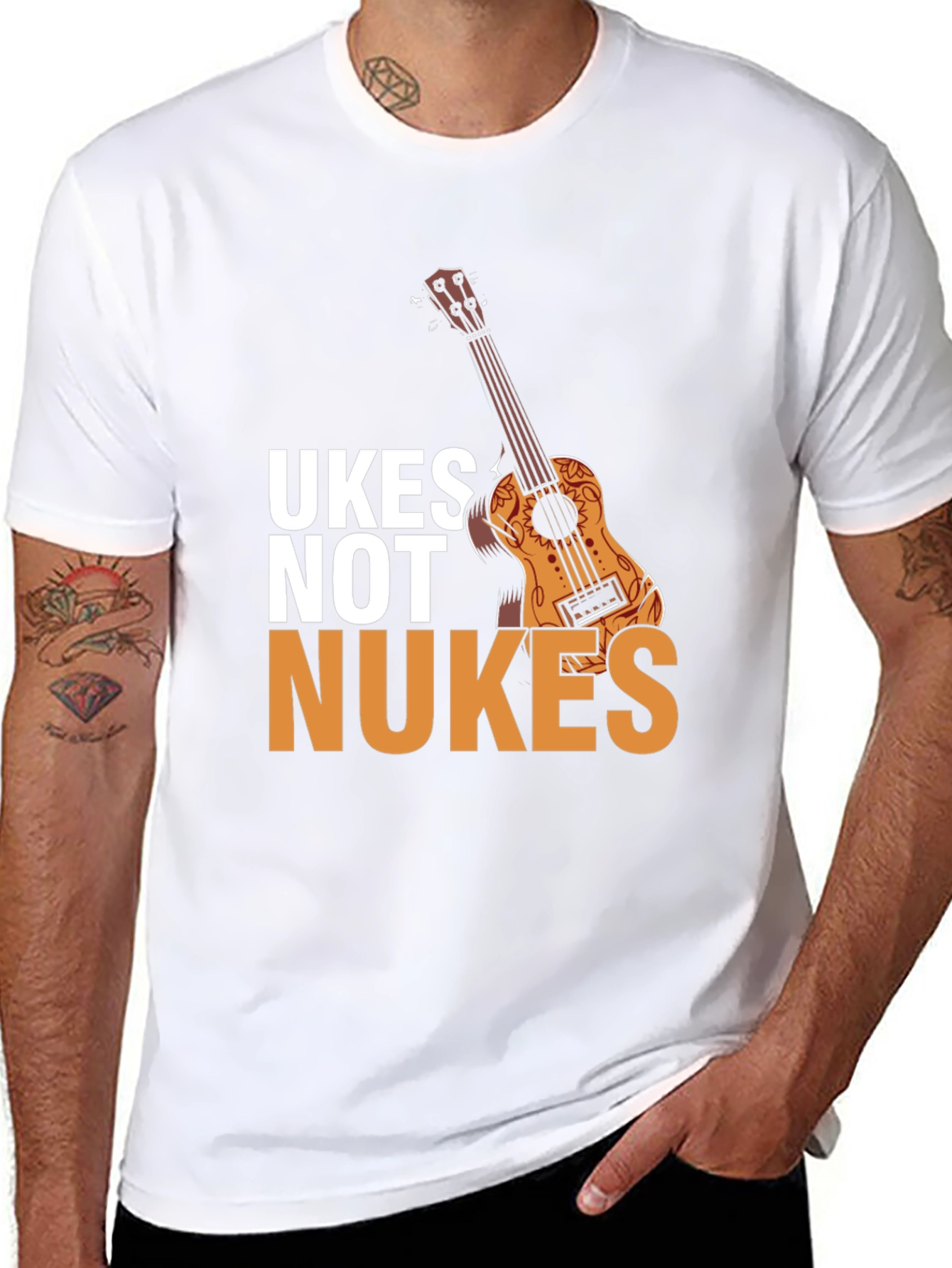 Black Ukes Not Nukes Graphic Tee - Black Cotton Blend view 8