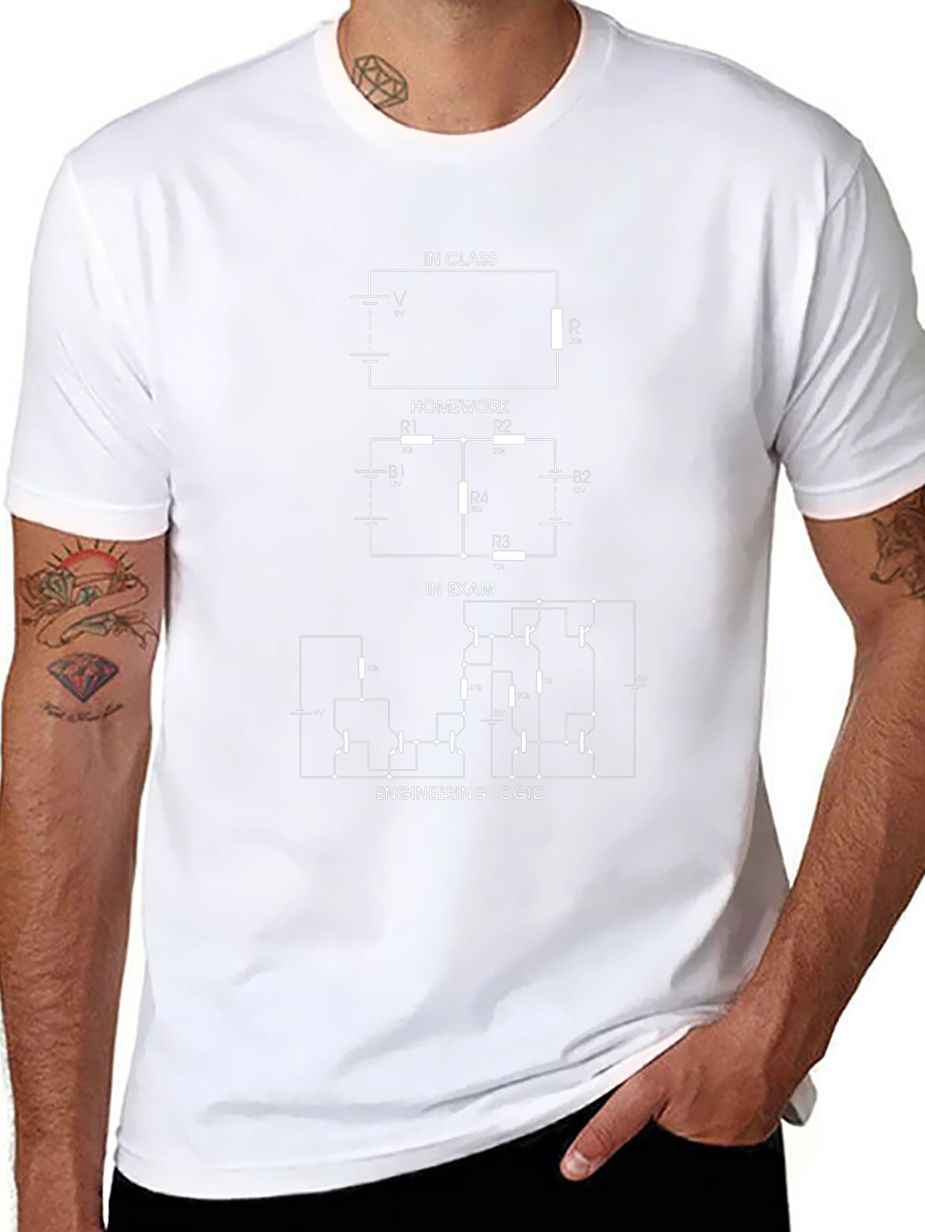 Black Engineering Logic T-Shirt: Circuits for Every Occasion view 8