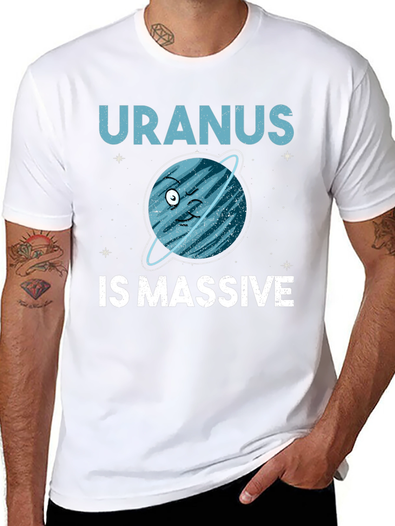 Black Uranus Is Massive Graphic Tee - Funny Space Shirt view 8