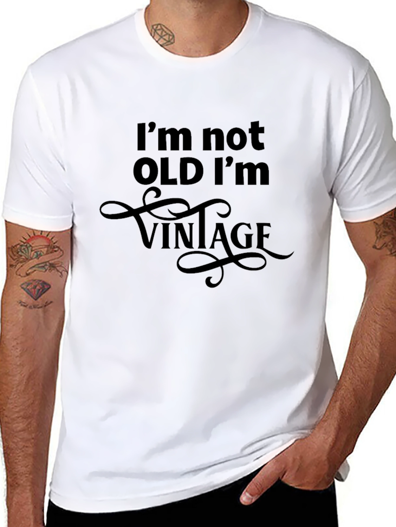 Black Vintage Humor Graphic T-Shirt - Not Old, I'm Vintage! view 8