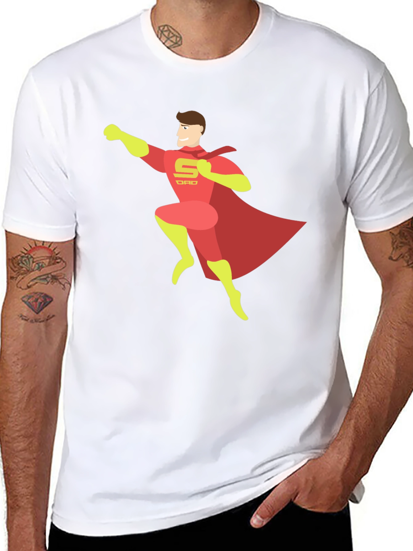 Black Super Dad T-Shirt - Hero Dad Tee view 8