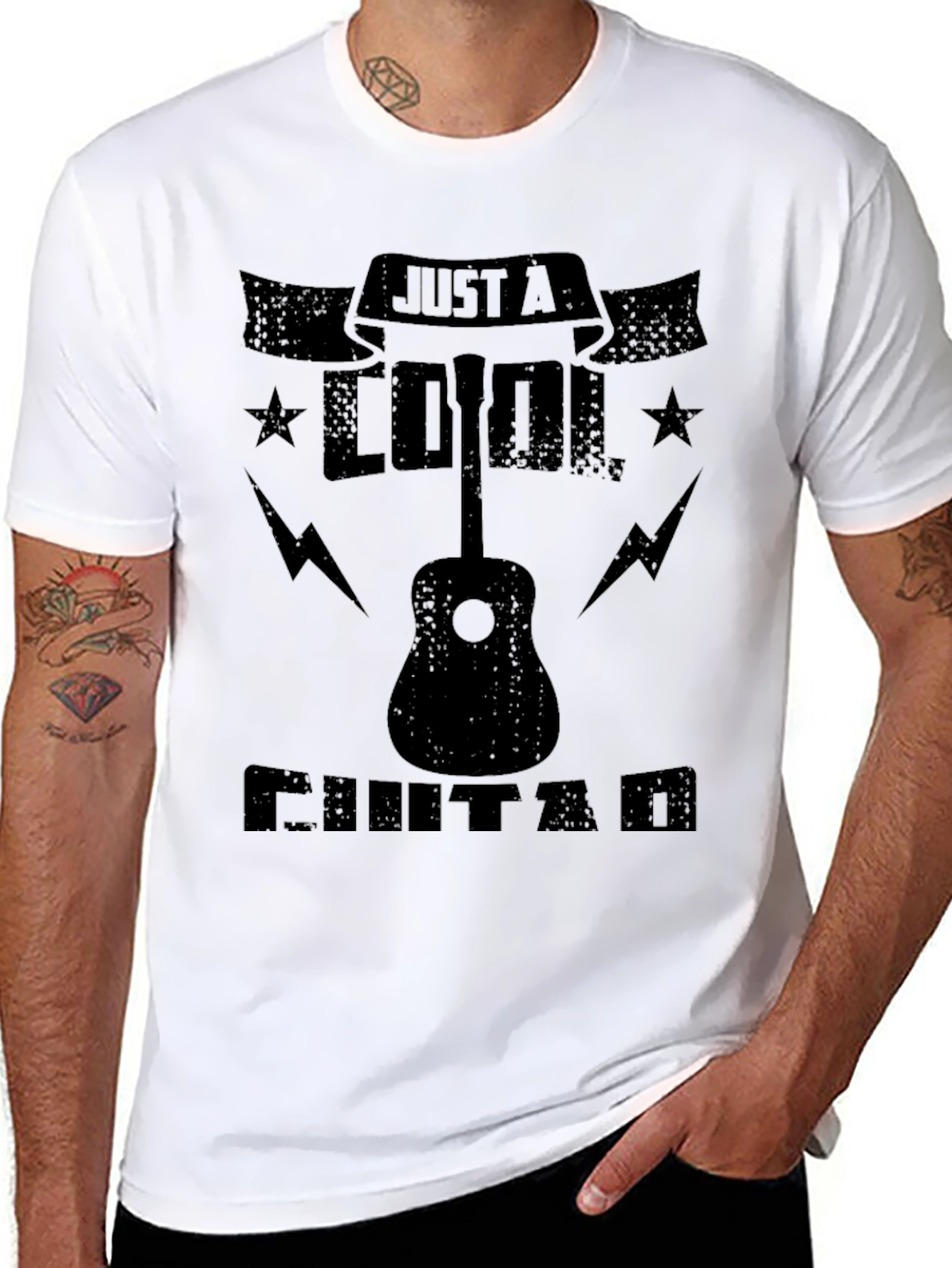 Black Cool Guitar T-Shirt - Music Lover Graphic Tee view 8