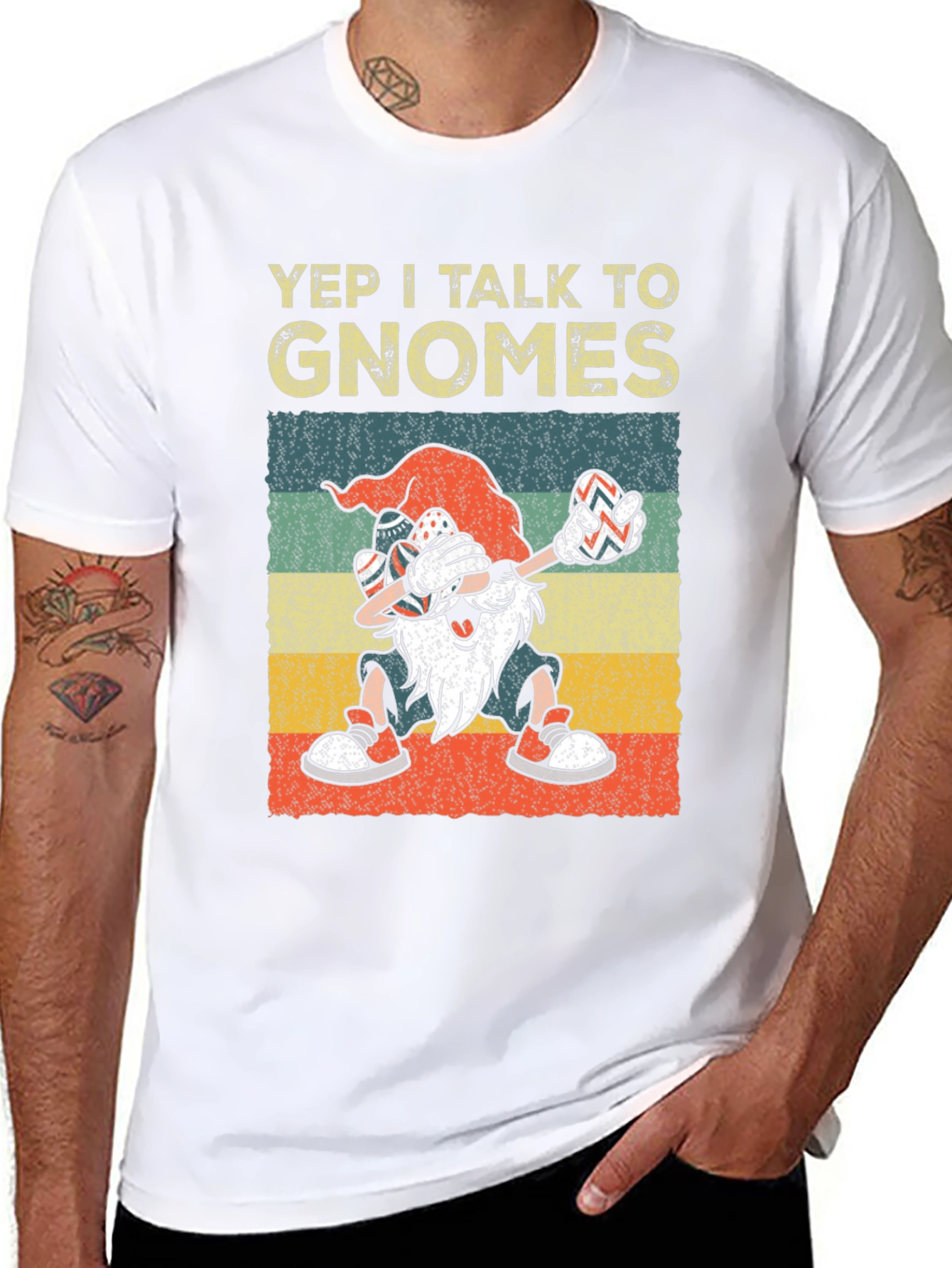 Black Yep I Talk to Gnomes Graphic Tee view 8
