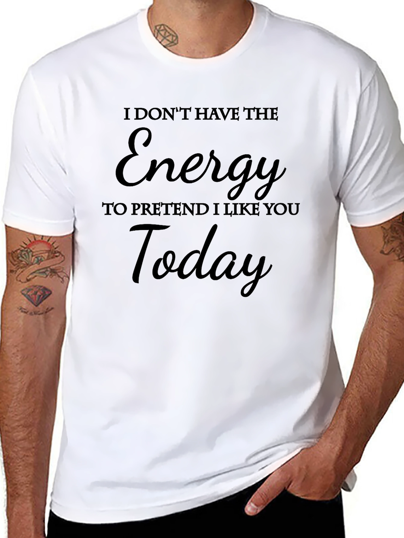 Black Funny "No Energy" Graphic T-Shirt view 8