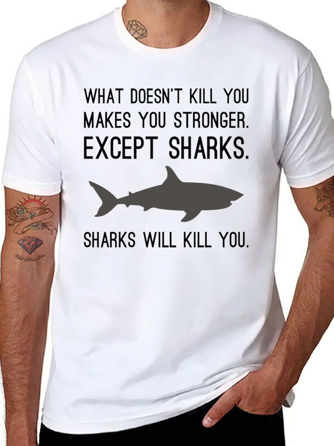 Black Shark Graphic Tee - What Doesn't Kill You Makes You Stronger view 8