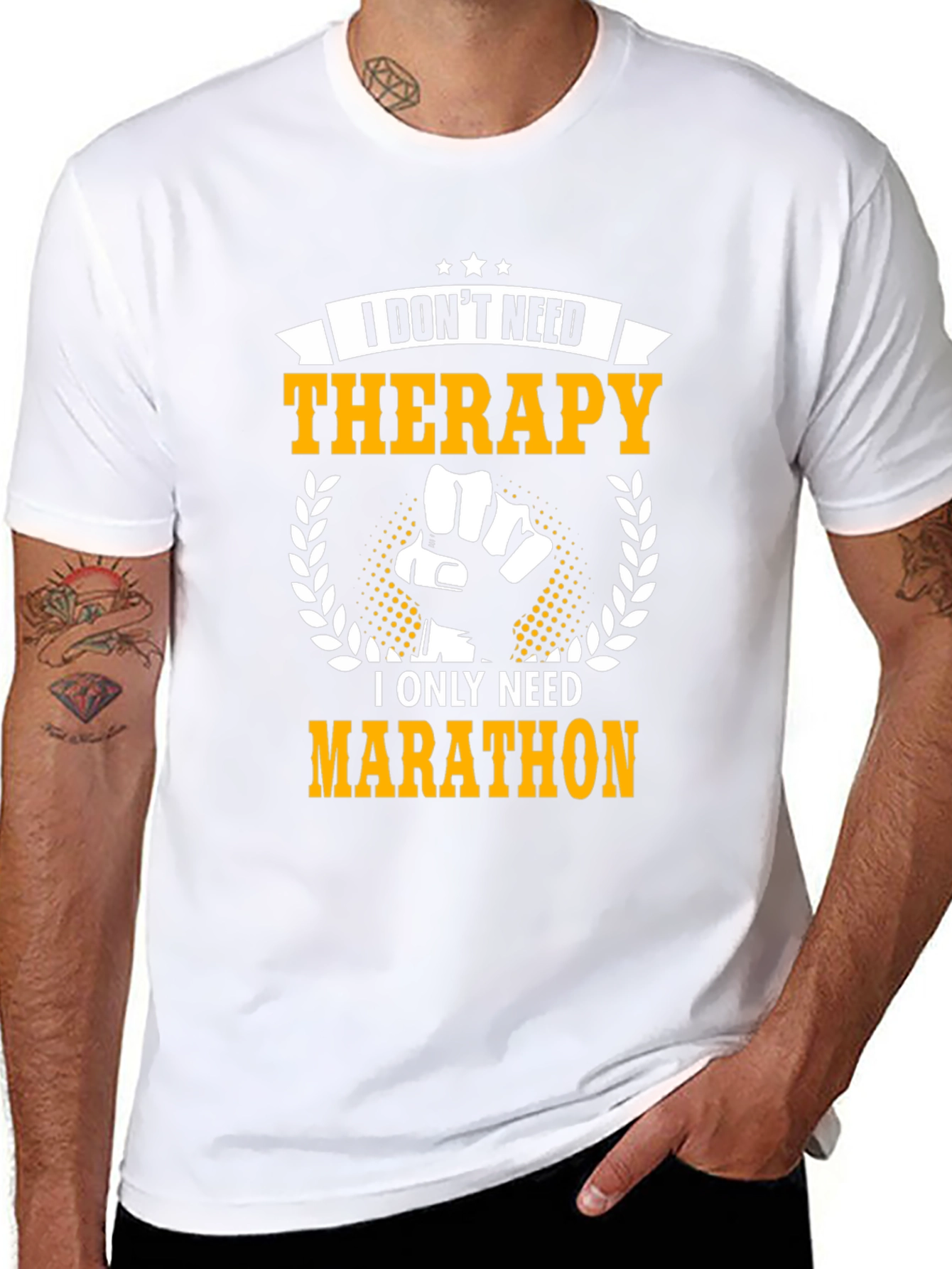 Black Therapy? I need Marathon! Funny T-Shirt view 8