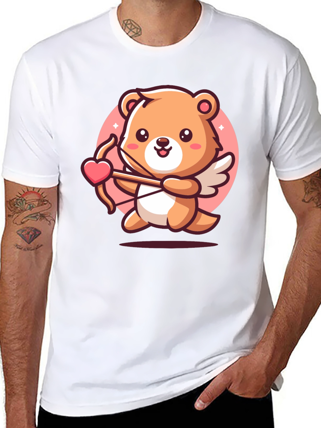Black Cupid Bear T-Shirt - Valentine's Day view 8