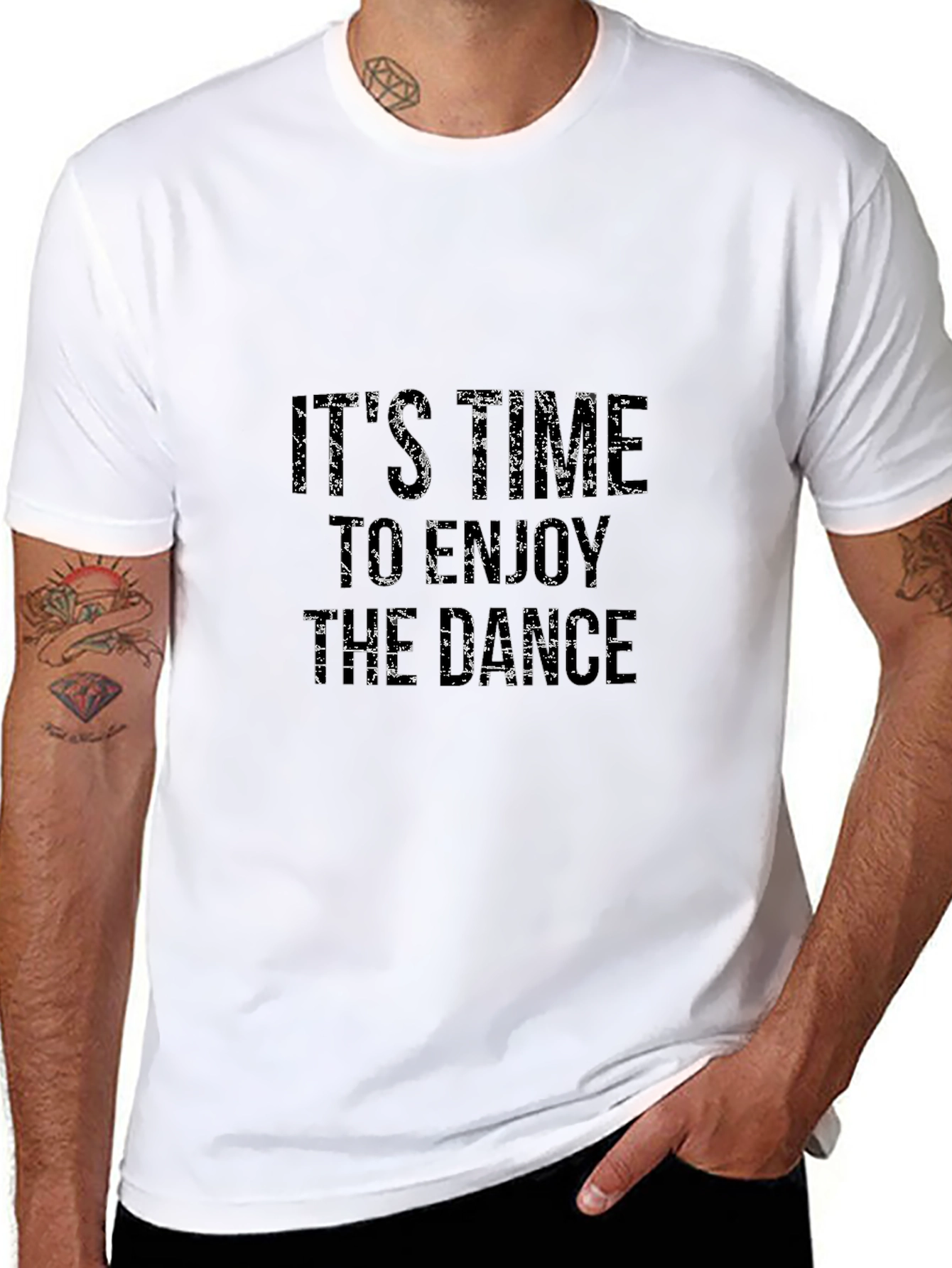 Black It's Time to Enjoy the Dance Men's Black Tee view 8