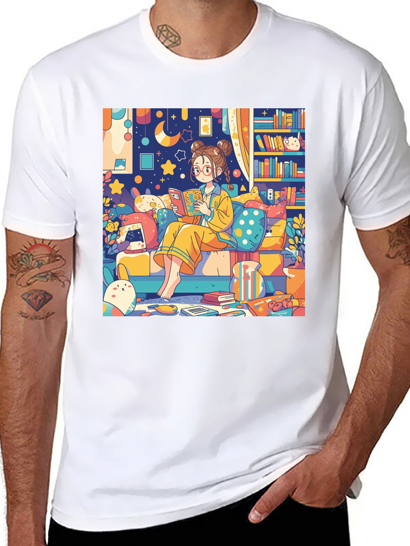 Black Cozy Reading Nook T-Shirt view 8