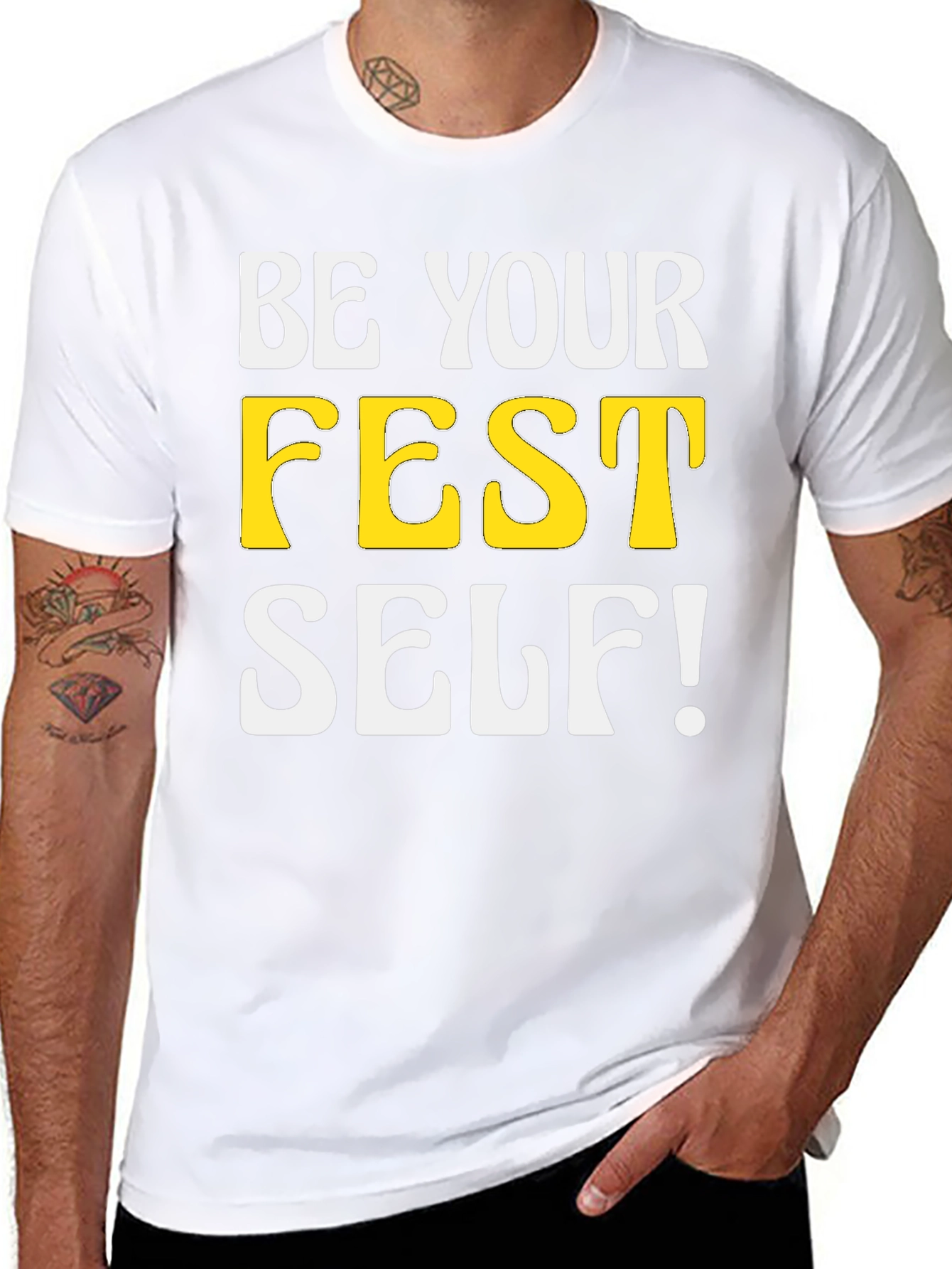 Black Be Your FEST Self! Novelty Graphic T-Shirt view 8