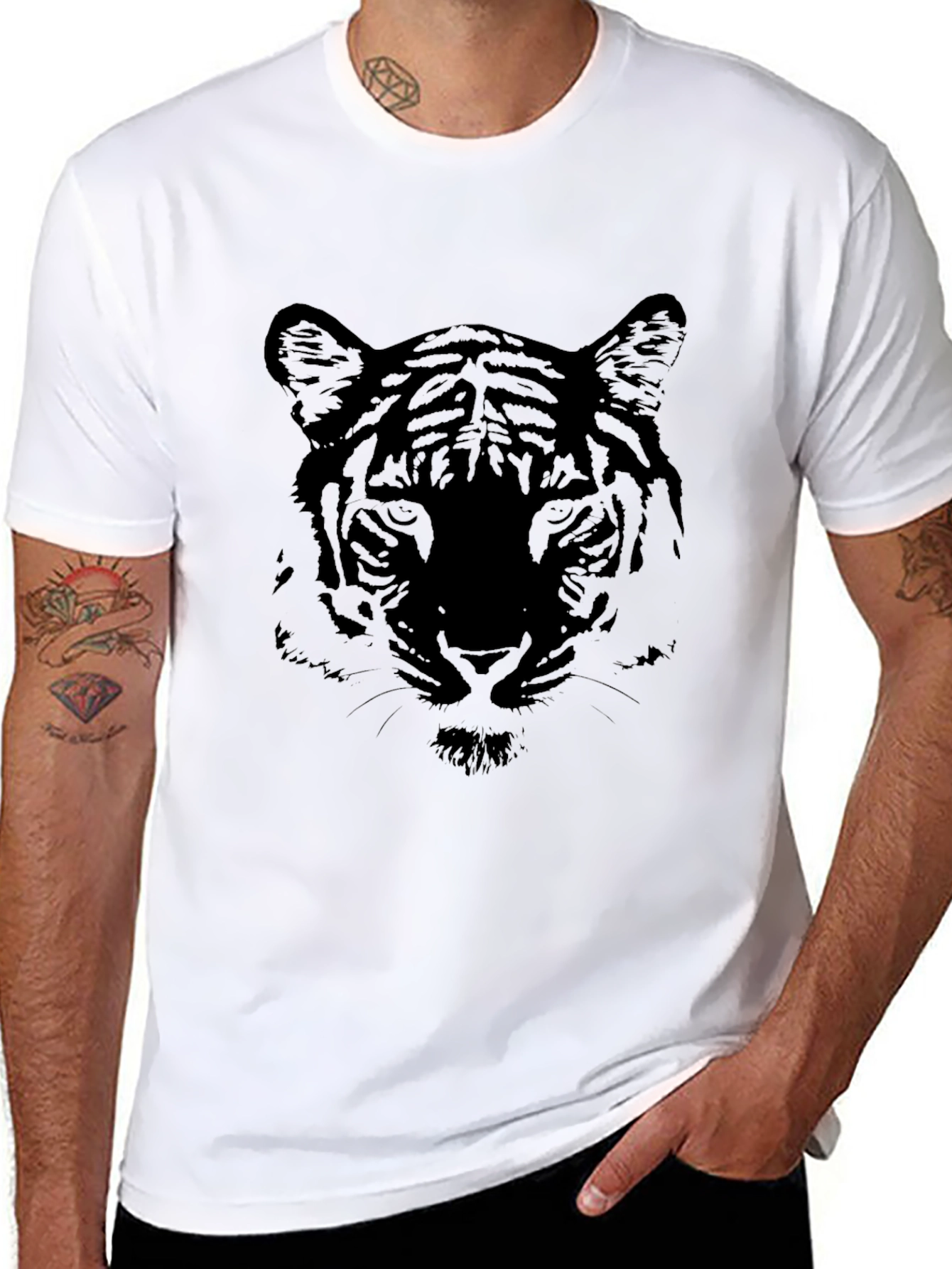 Black Black Tiger Graphic Tee - Stylish Animal Print Shirt view 8