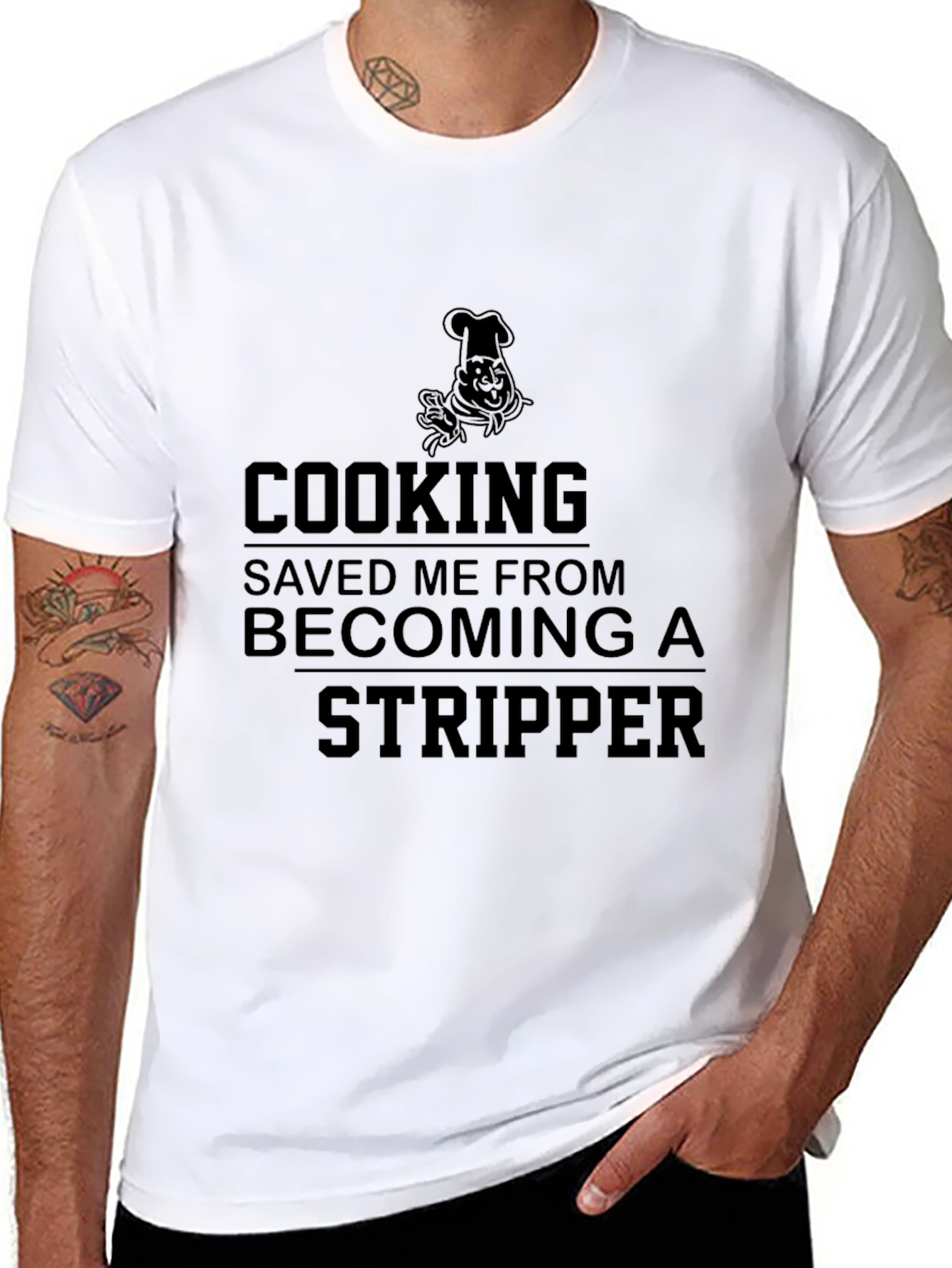 Black Cooking Saved Me T-Shirt, Funny Chef Gift view 8