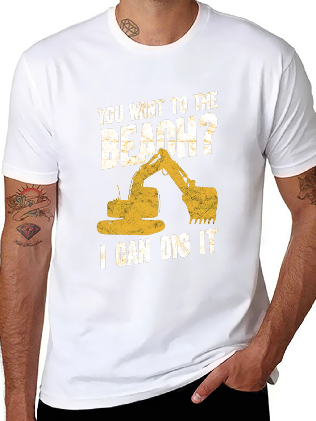 Black Beach Digger T-Shirt: I Can Dig It Excavator Tee view 8