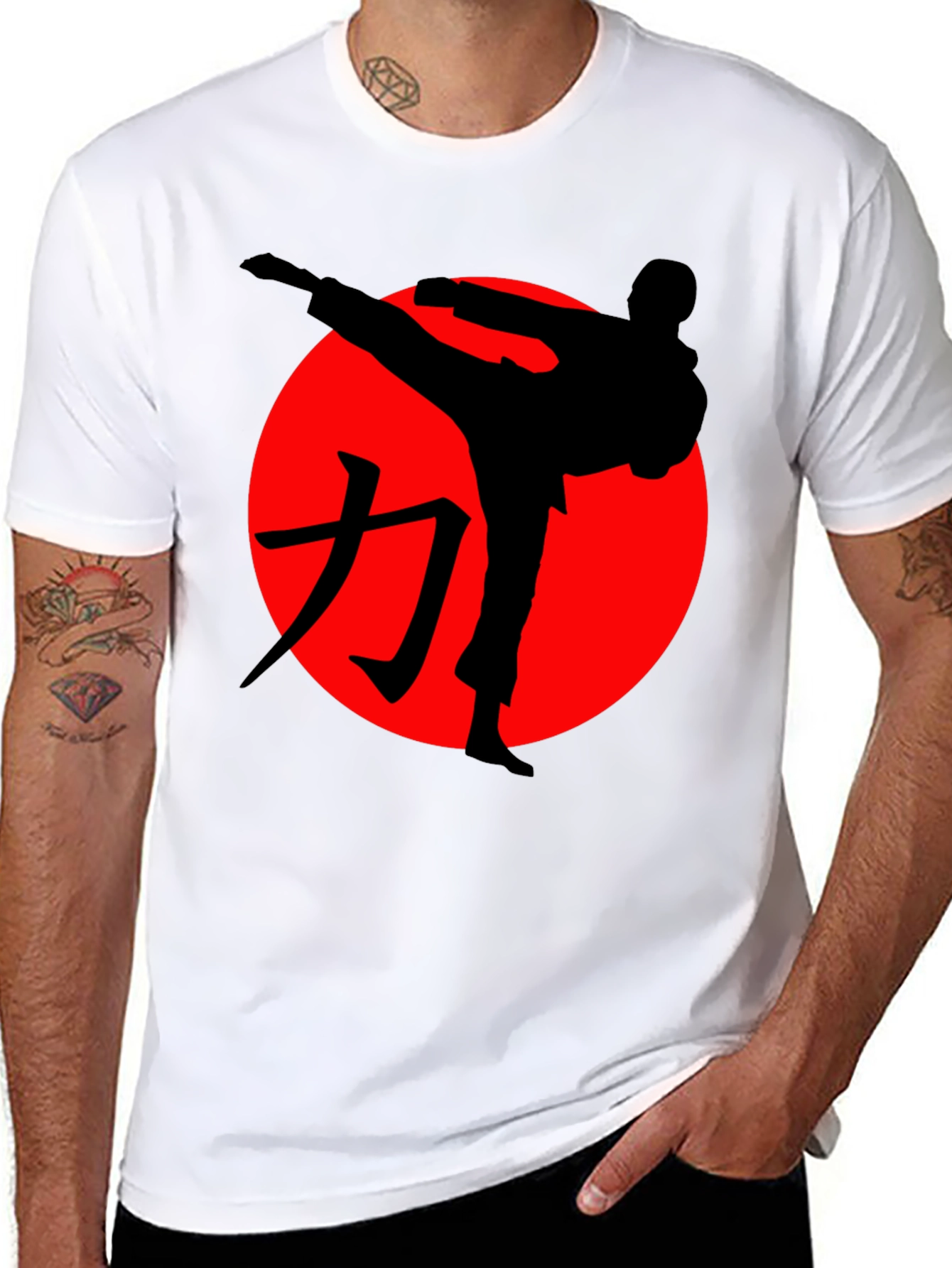 Black Karate Silhouette Graphic Tee - Martial Arts Style view 8