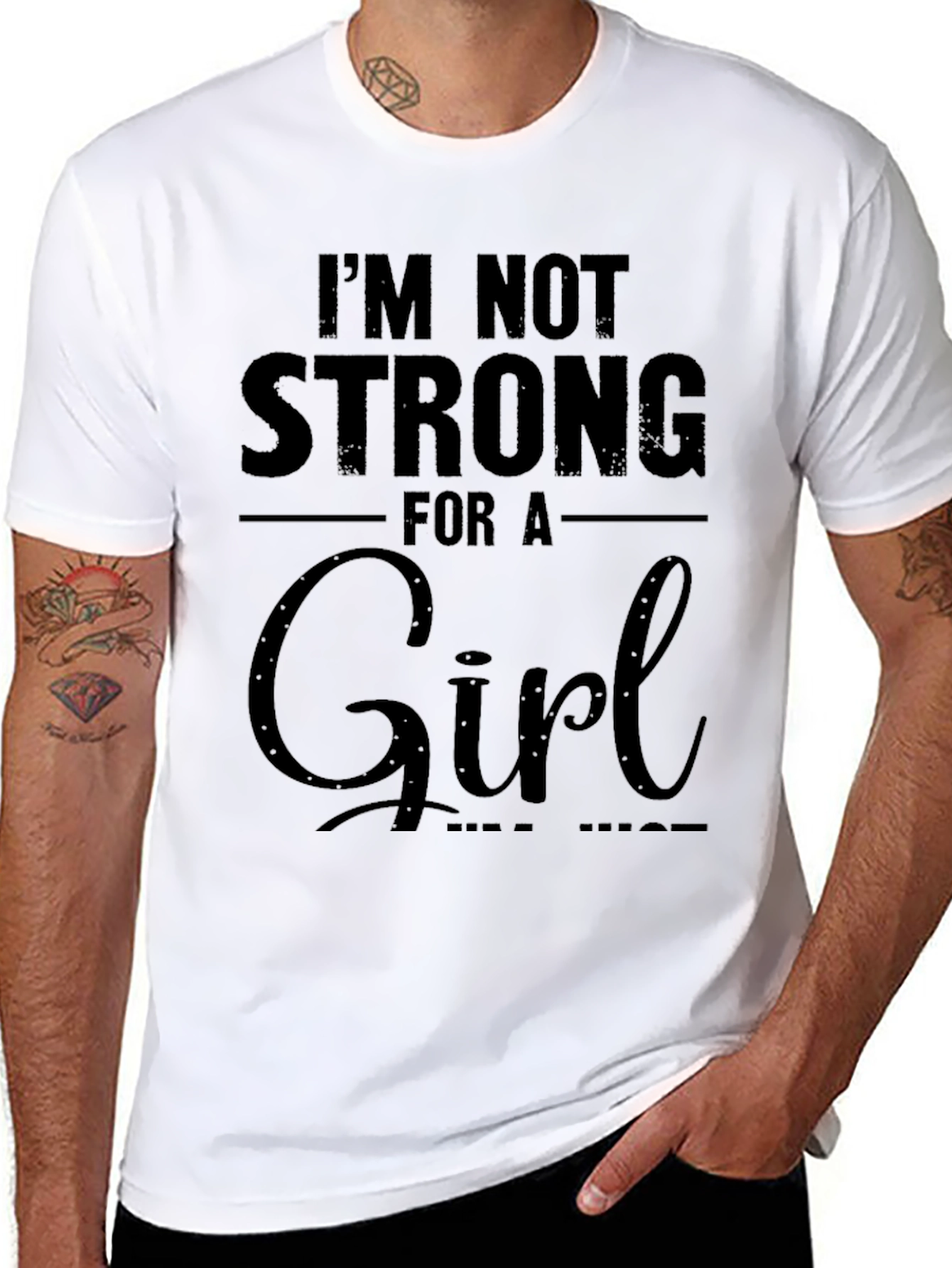 Black I'm Not Strong For a Girl T-Shirt view 8