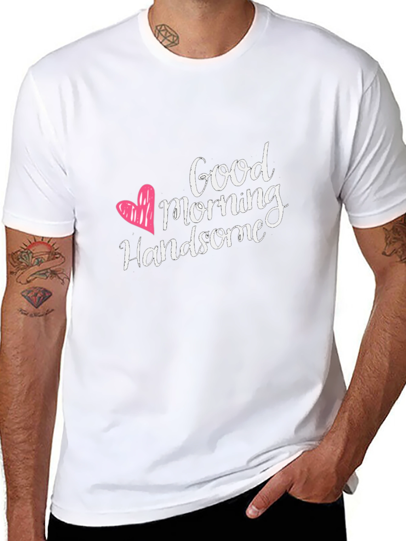 Black Good Morning Handsome Black Graphic Tee view 8