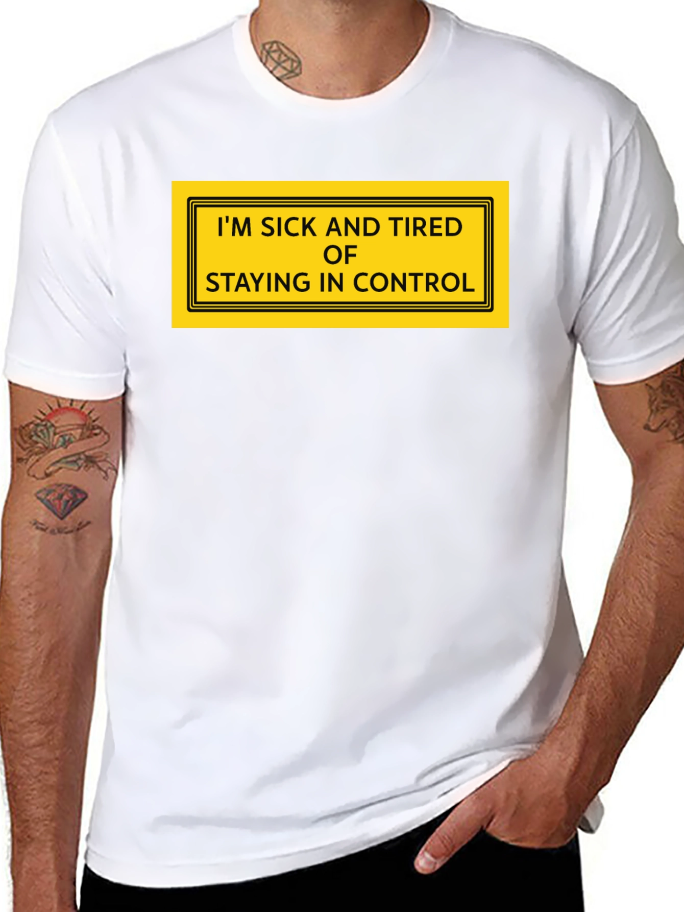 Black Funny I'm Sick and Tired of Staying in Control Graphic T-Shirt view 8