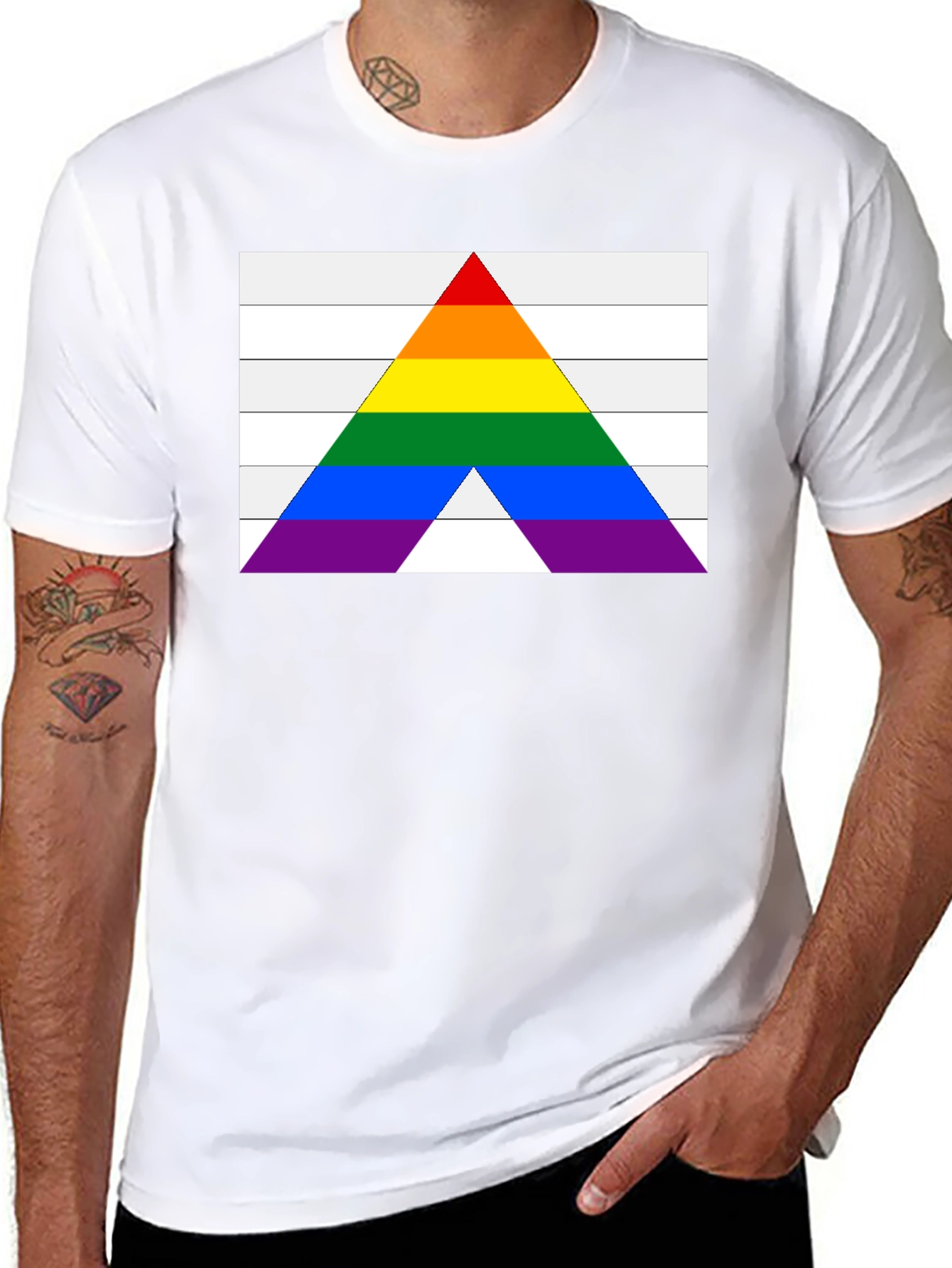 Black Pride Flag Arrow T-Shirt - Black Cotton Blend view 8
