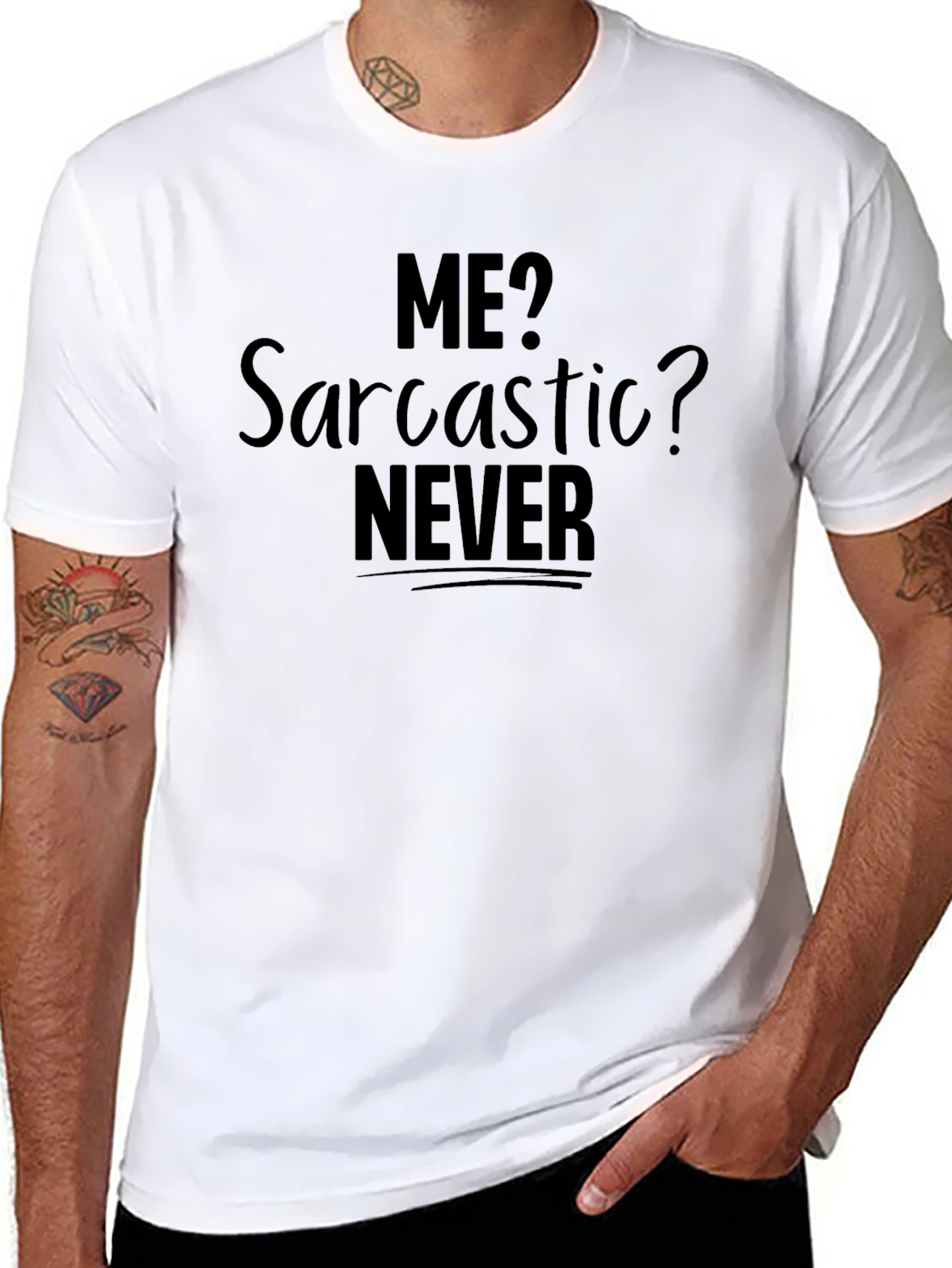 Black Sarcastic Never Funny Graphic Tee view 8