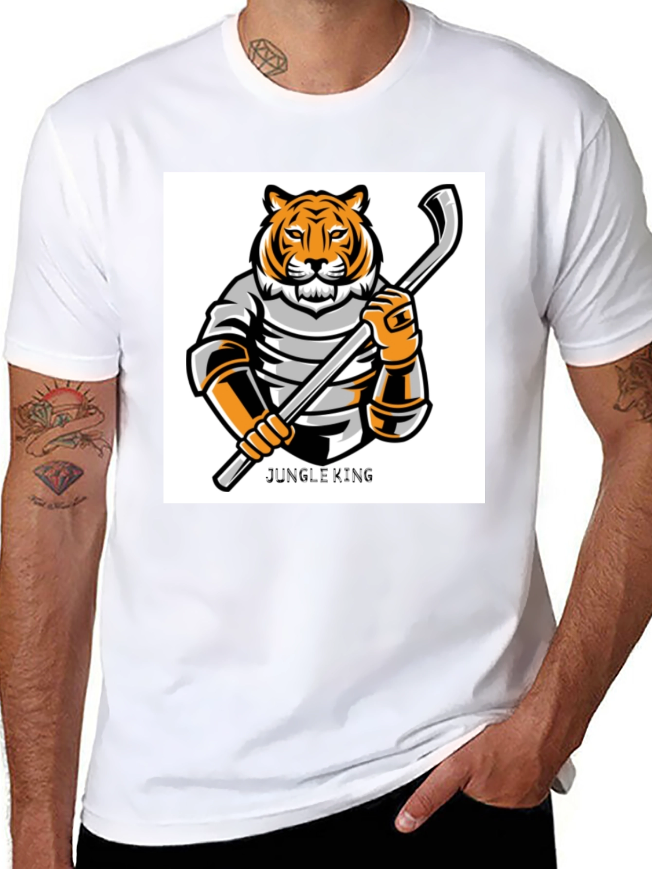 Black Jungle King Tiger Hockey T-Shirt view 8