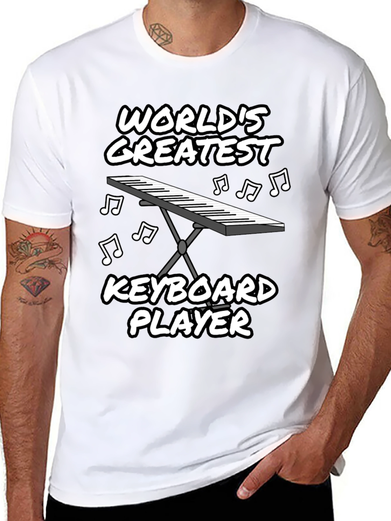 Black World's Greatest Keyboard Player Graphic T-Shirt view 8
