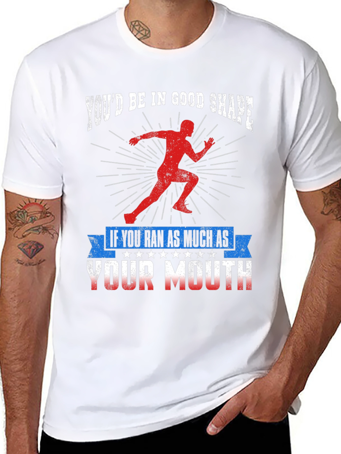 Black Funny Running T-Shirt: You'd Be In Good Shape view 8