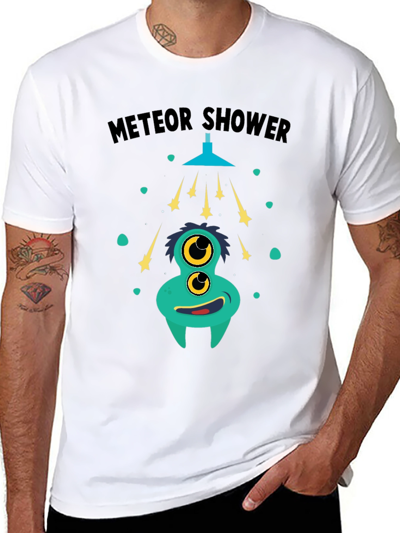 Black Meteor Shower Monster Graphic T-Shirt view 8