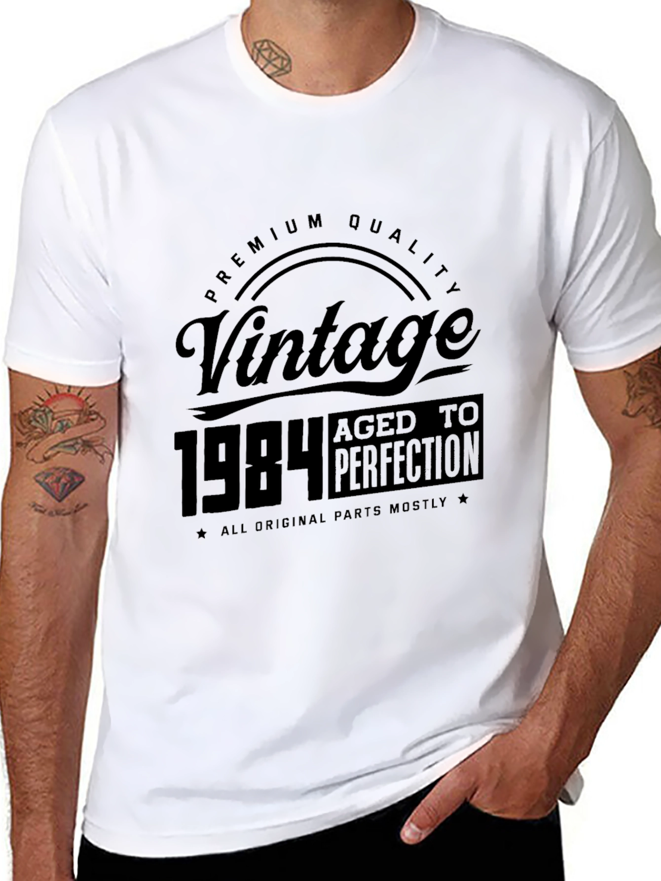 Black Vintage 1984 Aged to Perfection Black T-Shirt view 8