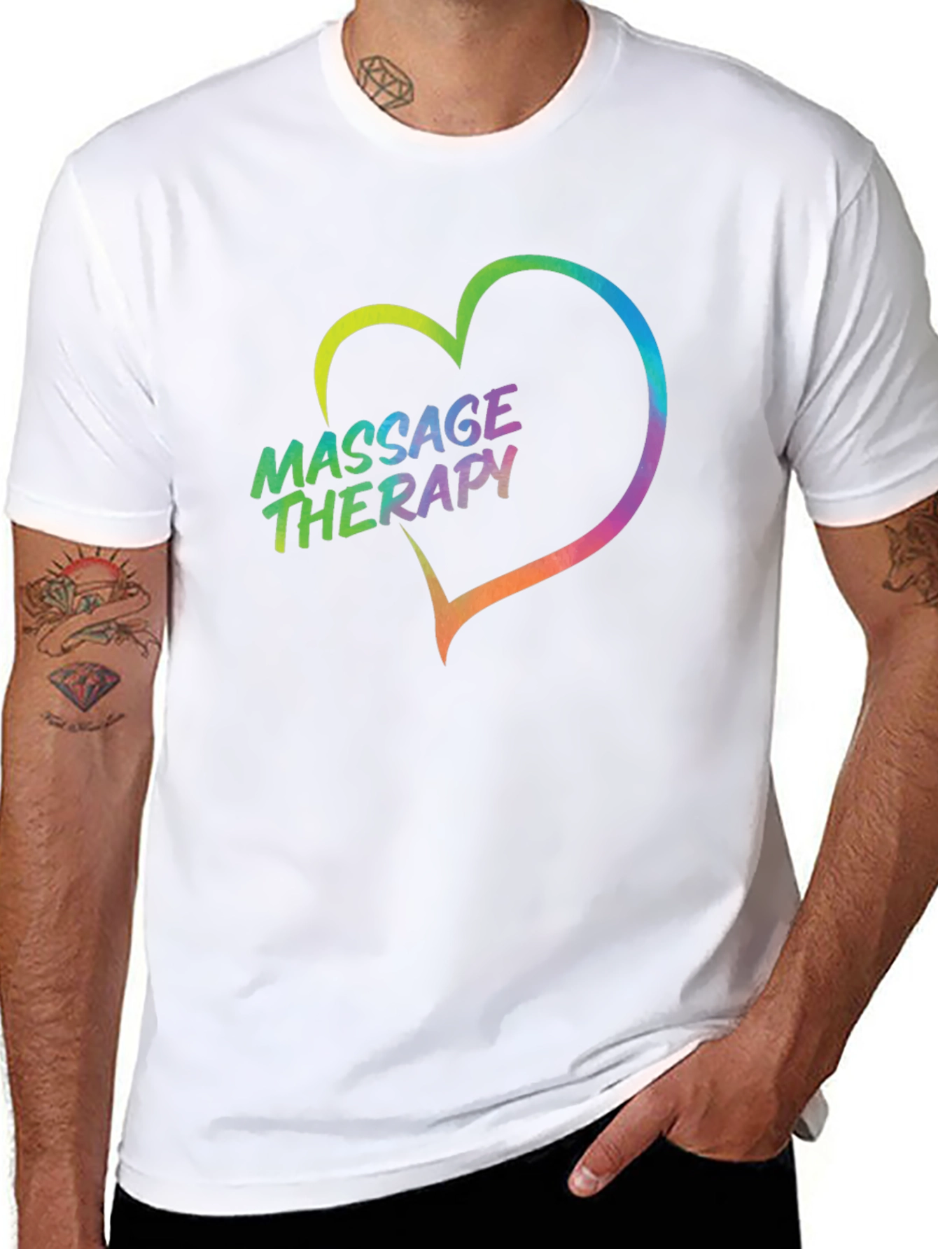 Black Massage Therapy Heart Graphic Tee - Black view 8