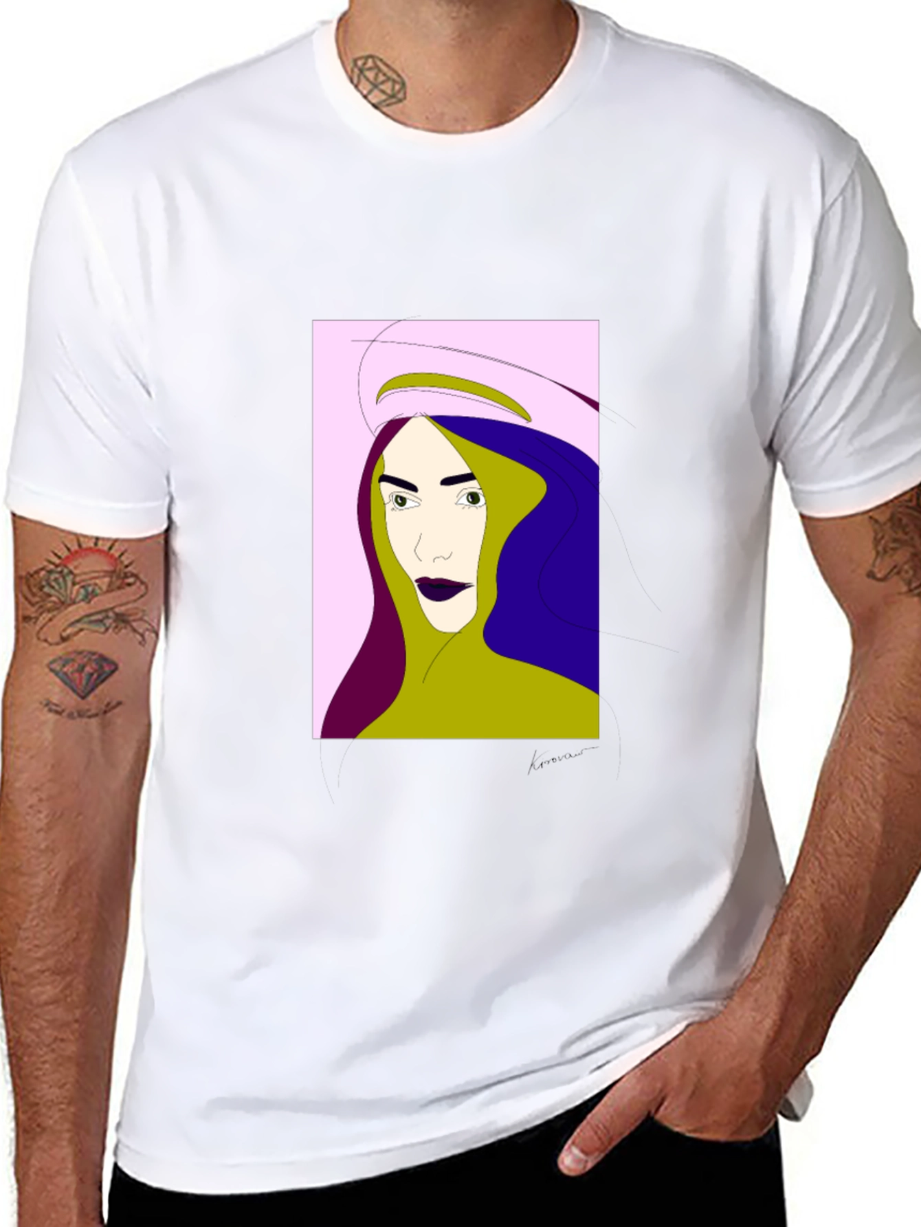 Black Modern Art Graphic Tee - Black Casual Shirt view 8