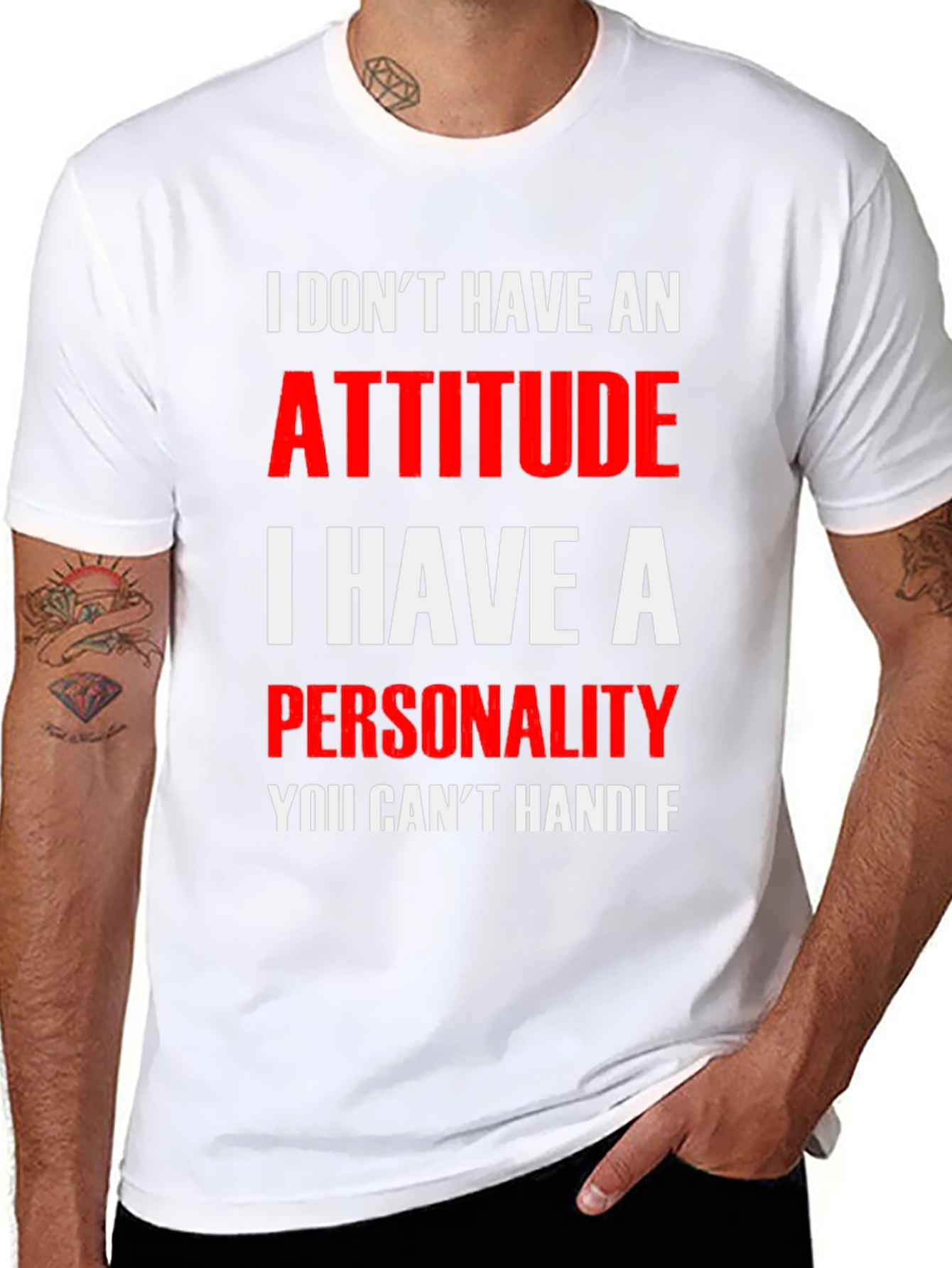 Black Attitude Personality Men's Graphic T-Shirt view 8