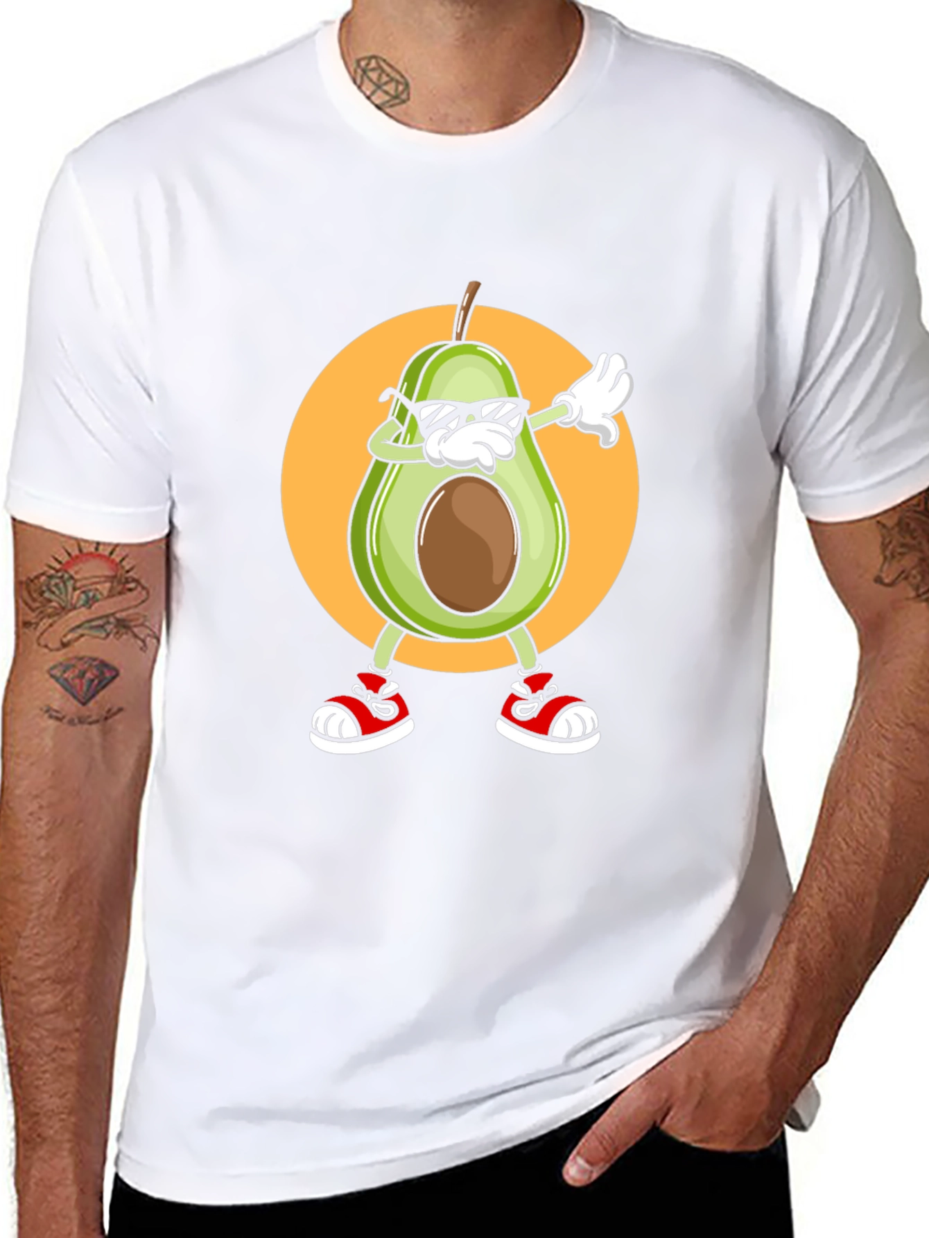 Black Dabbing Avocado Graphic T-Shirt - Trendy Fruit Tee view 8