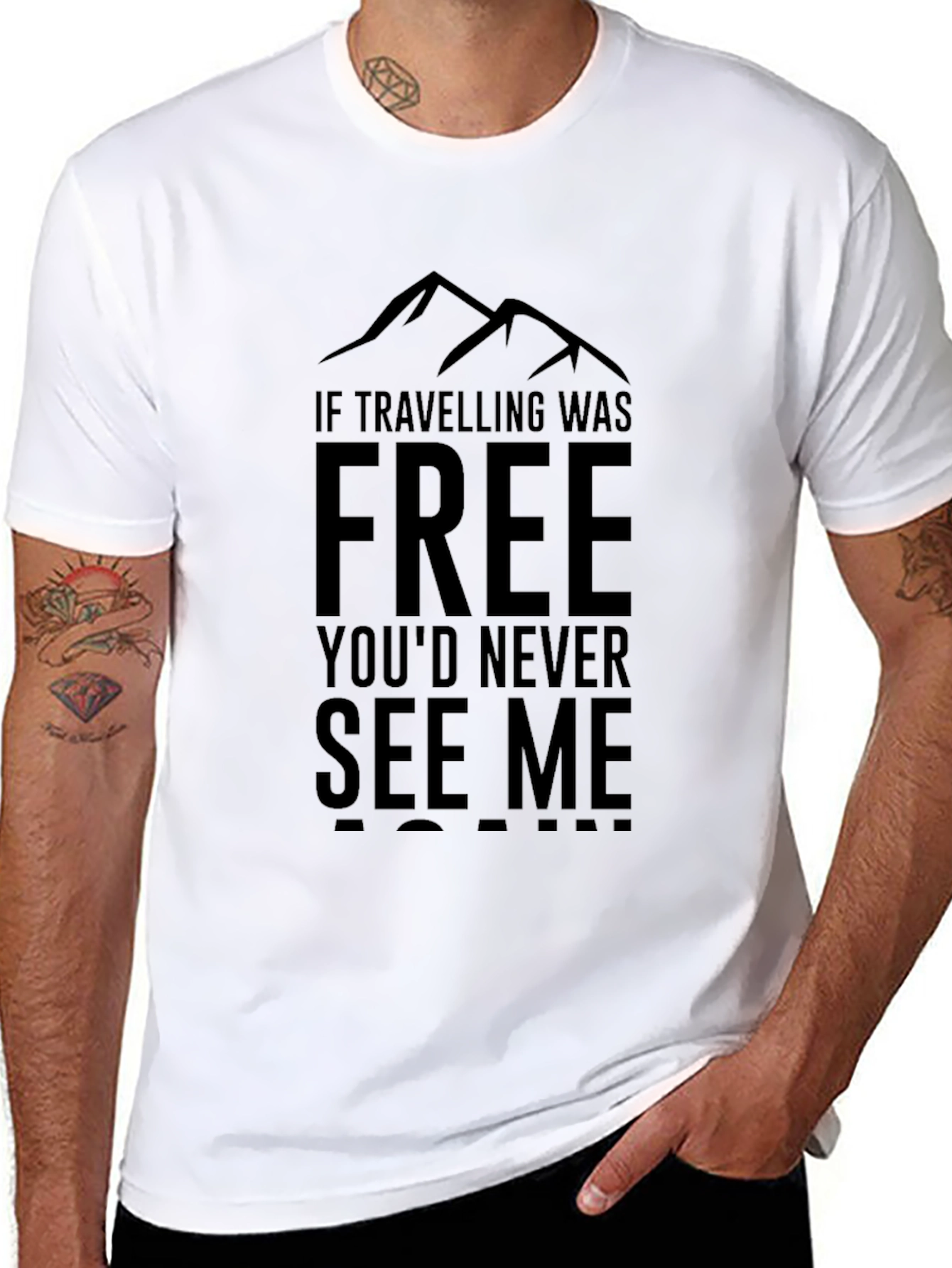 Black Travel Saying Graphic Tee - Black Cotton Blend view 8