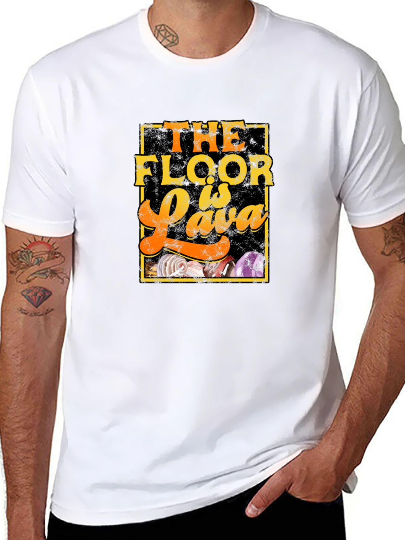 Black The Floor is Lava T-Shirt - Novelty Graphic Tee view 8
