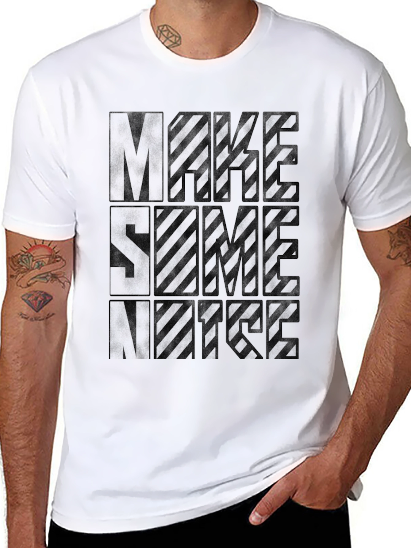 Black Make Some Noise Graphic Tee - Black Crew Neck view 8