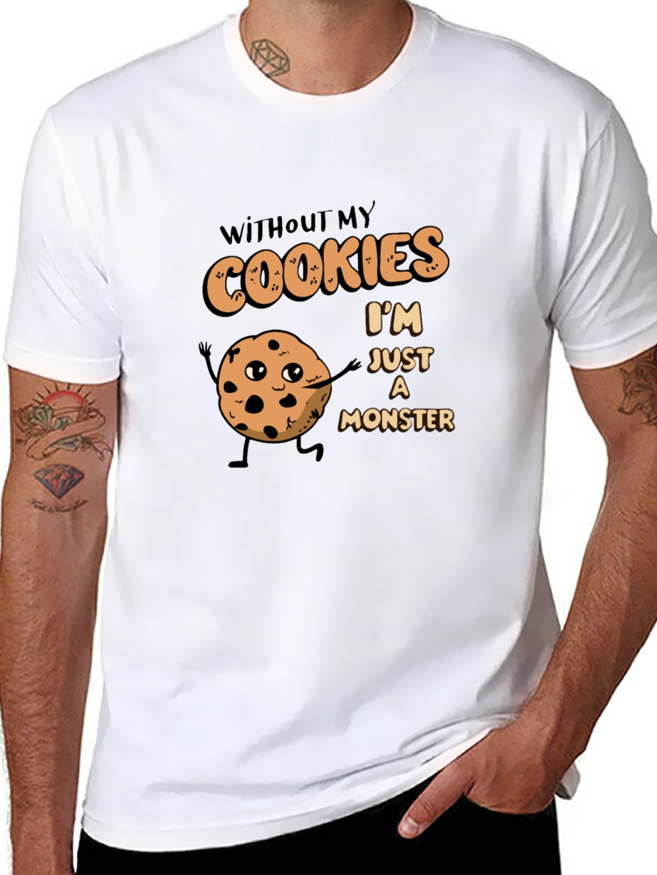 Black Cookie Monster T-Shirt - Funny Graphic Tee view 8