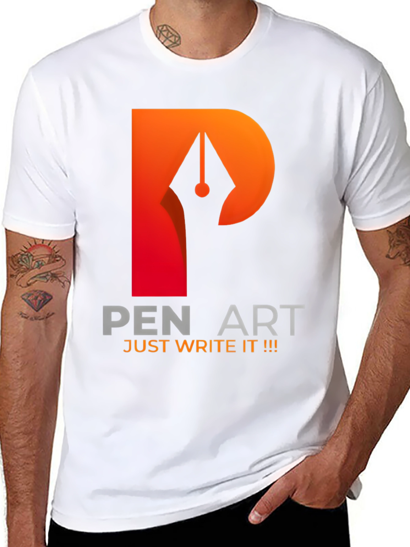 Black Pen Art Graphic T-Shirt - Just Write It! view 8
