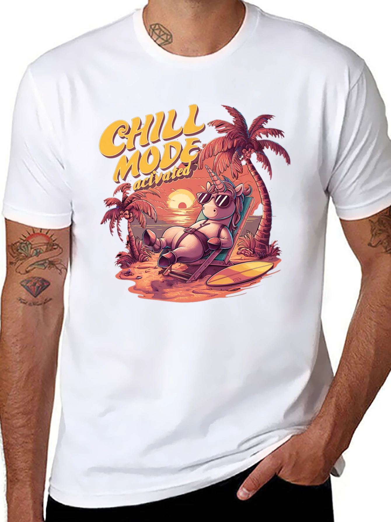 Black Chill Mode Activated Unicorn T-Shirt view 8
