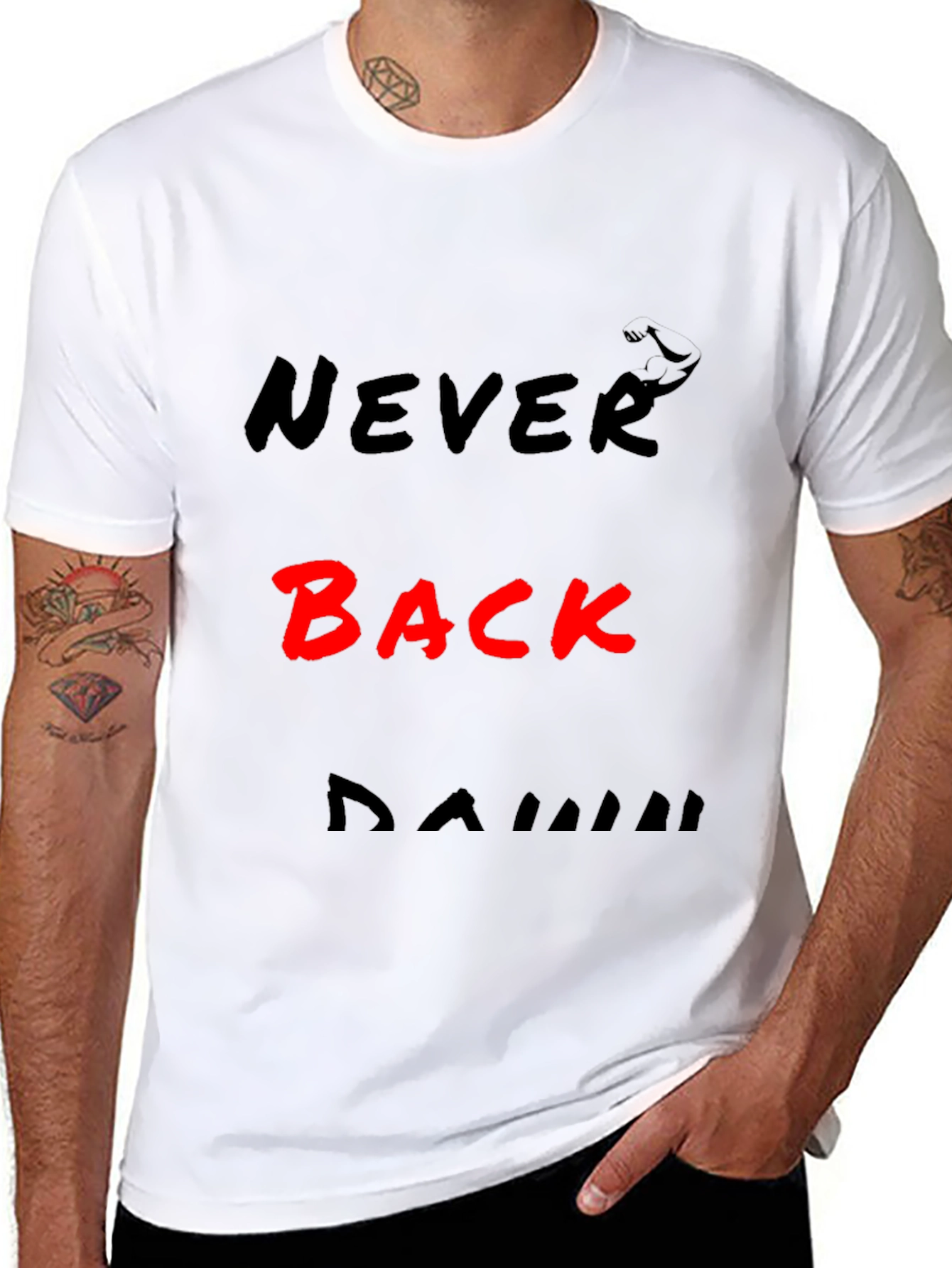Black Never Back Down Bold Graphic Tee view 8