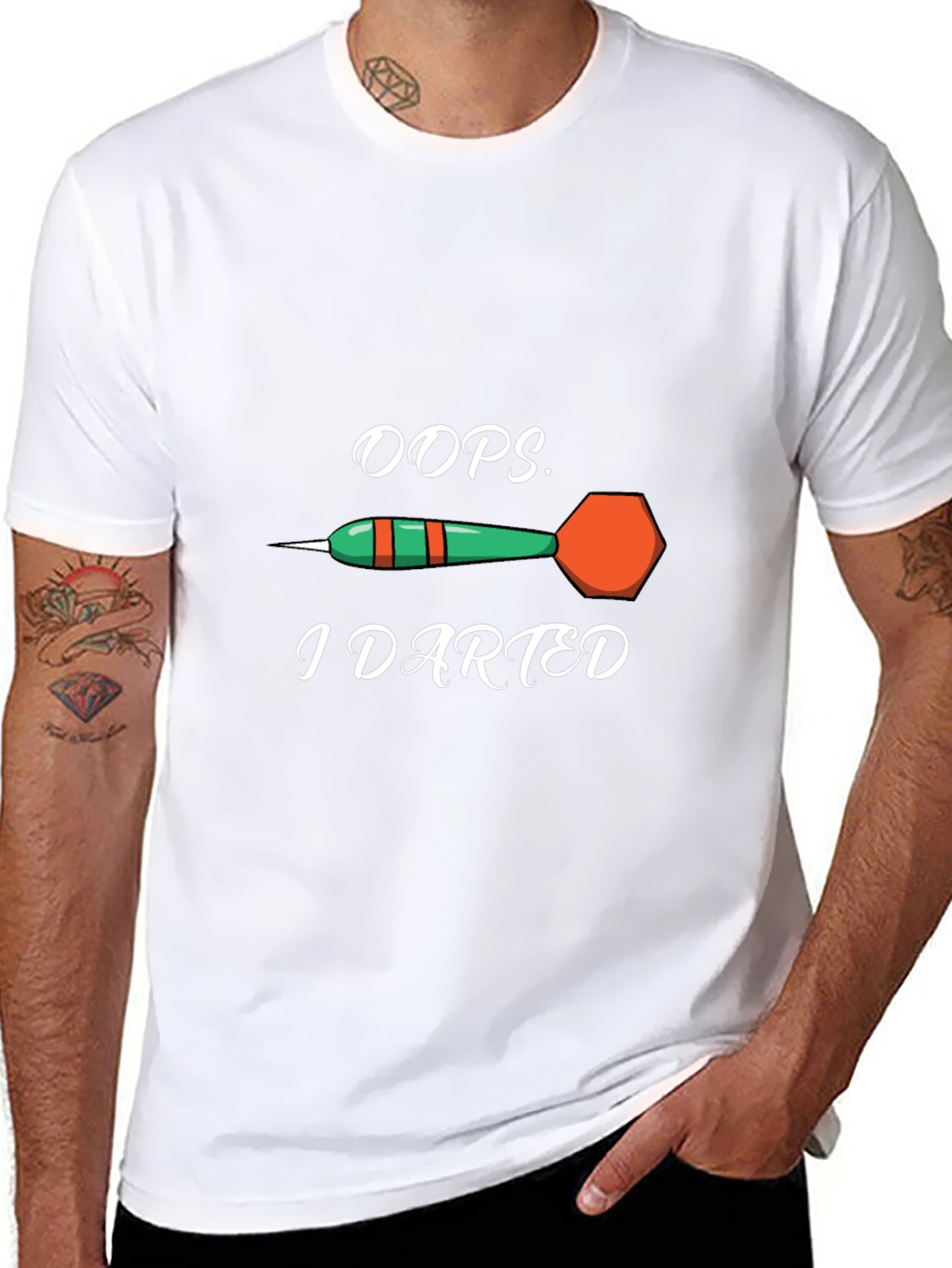 Black Oops I Darted T-Shirt - Novelty Dart Tee view 8