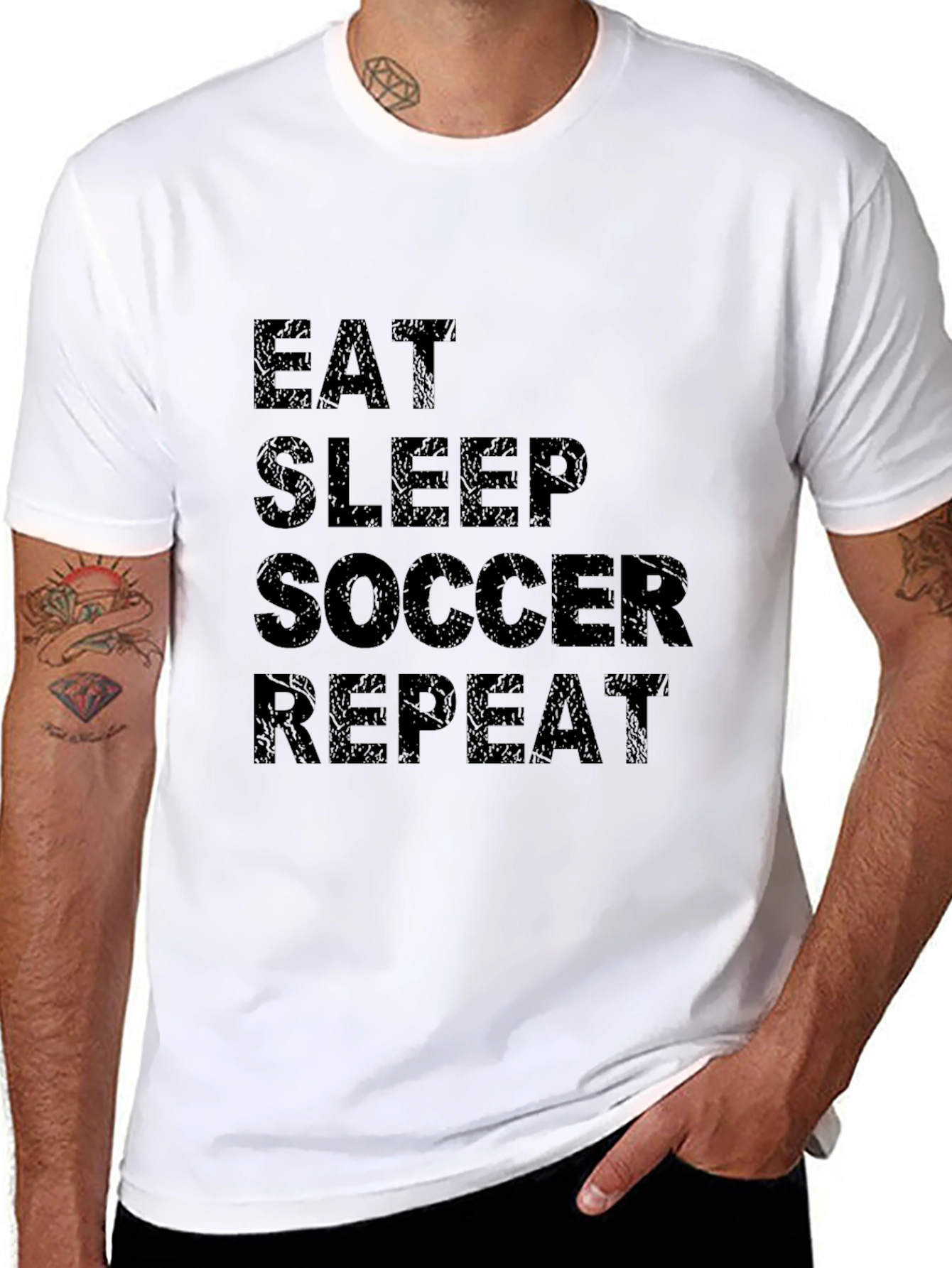 Black Eat Sleep Soccer Repeat Black T-Shirt view 8