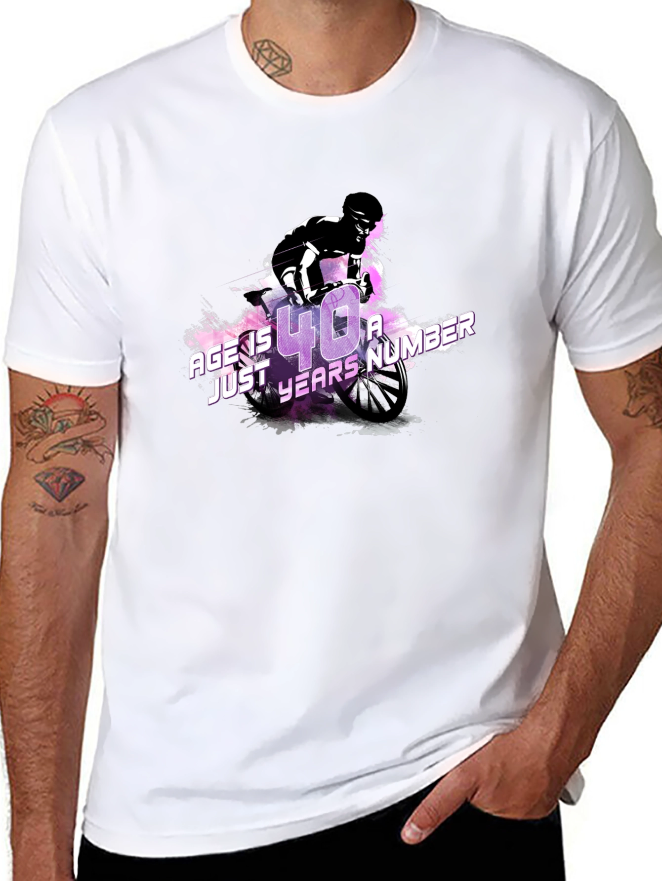 Black Age is Just a Number T-Shirt, Biker Design, Black Cotton Tee view 8