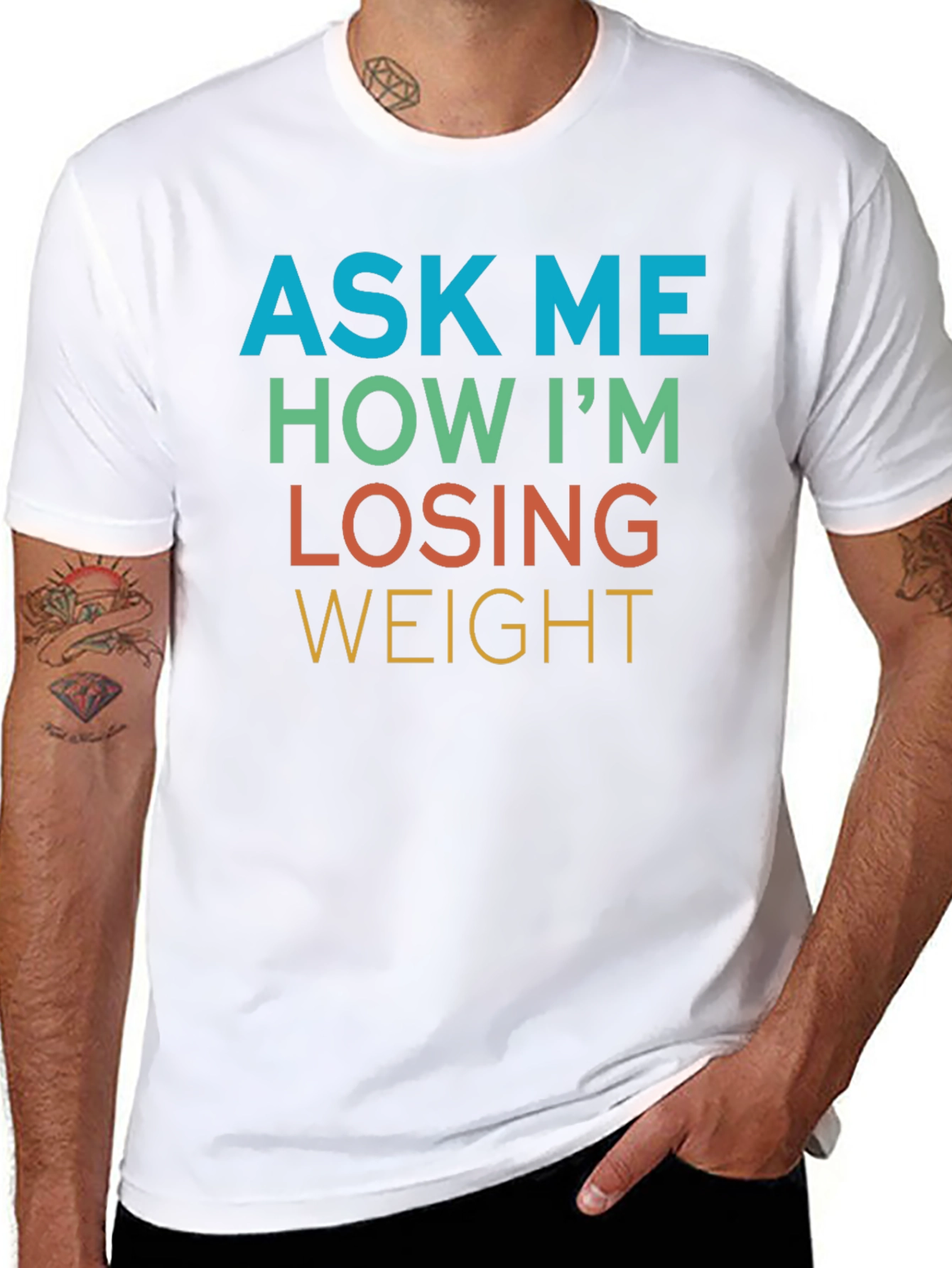 Black Ask Me How I'm Losing Weight Graphic Tee view 8