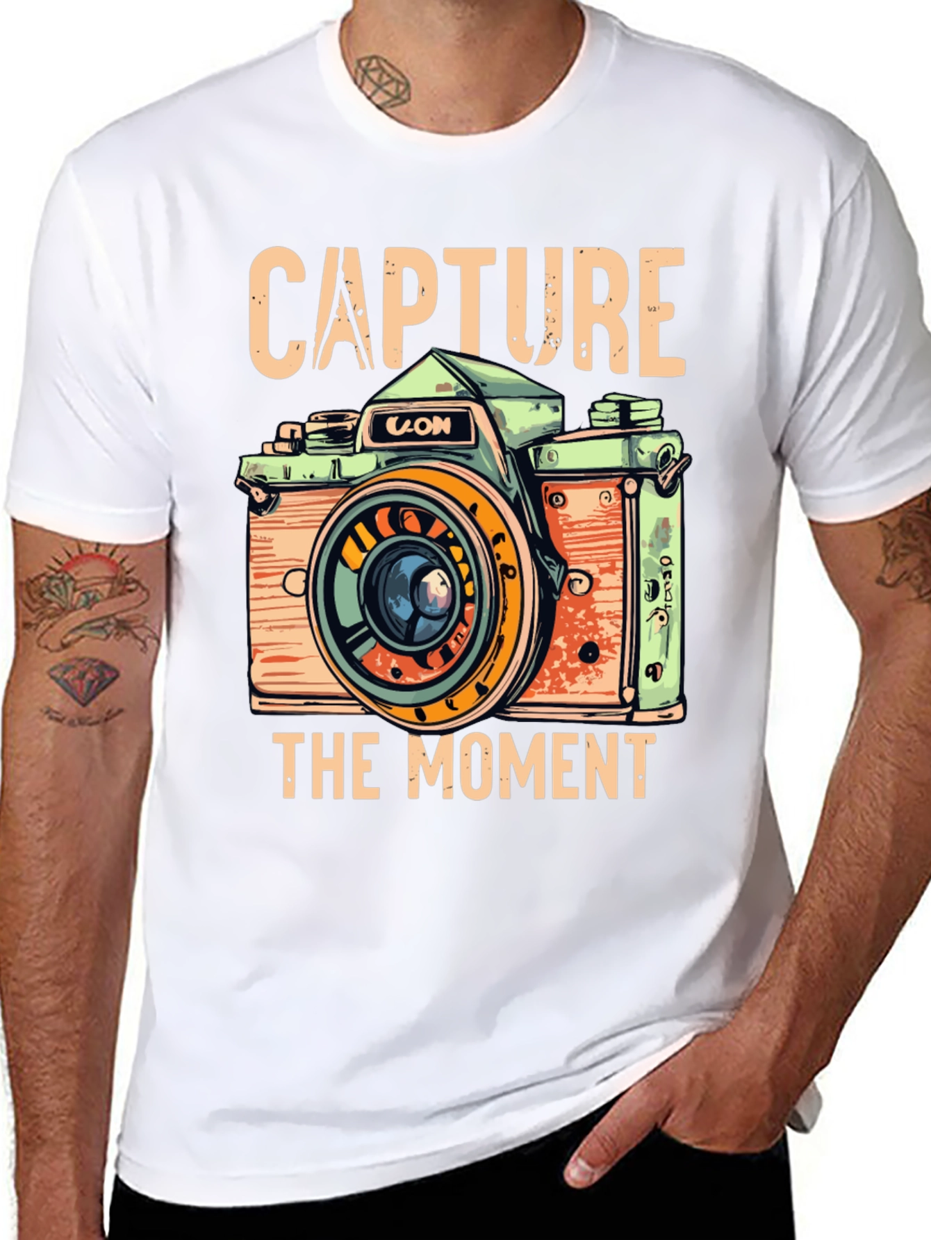 Black Capture the Moment Retro Camera Graphic T-Shirt view 8