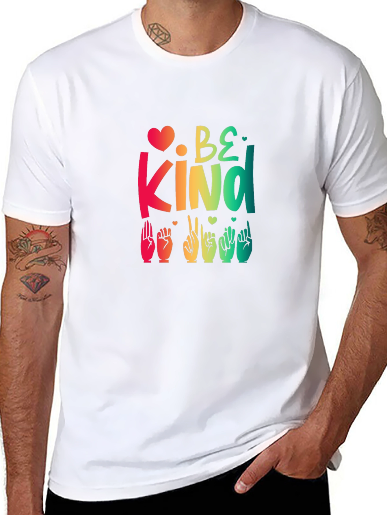 Black Be Kind Sign Language Graphic Tee view 8