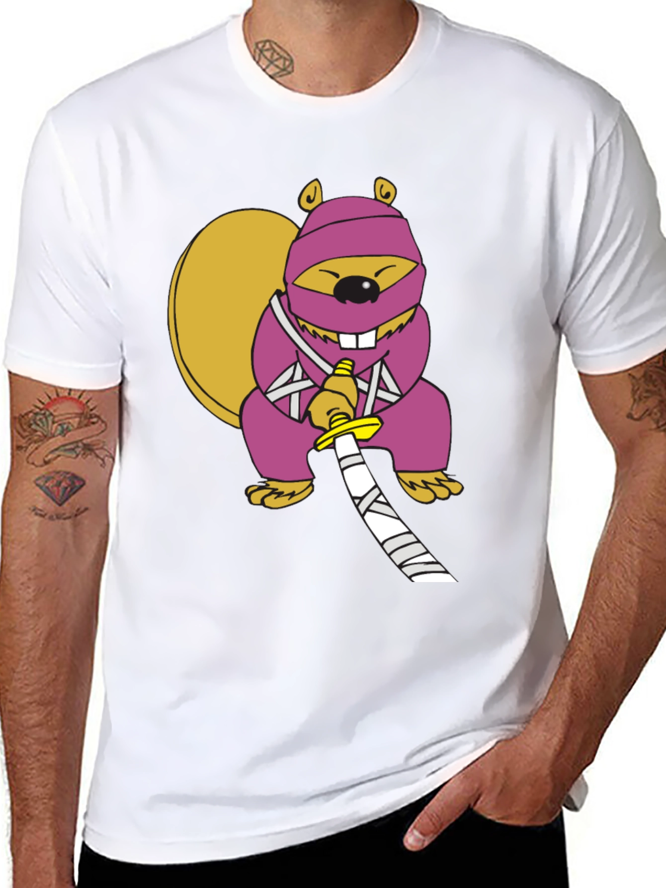 Black Ninja Squirrel Graphic Tee view 8