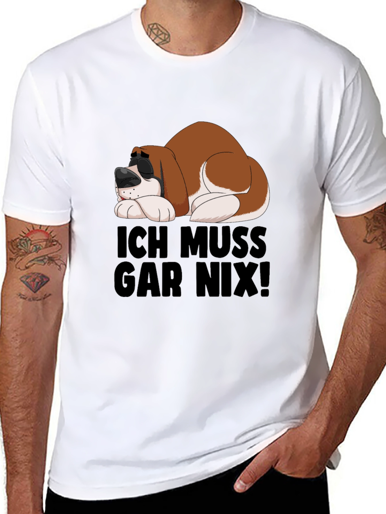 Black Ich Muss Gar Nix T-Shirt - Sleeping Dog view 8