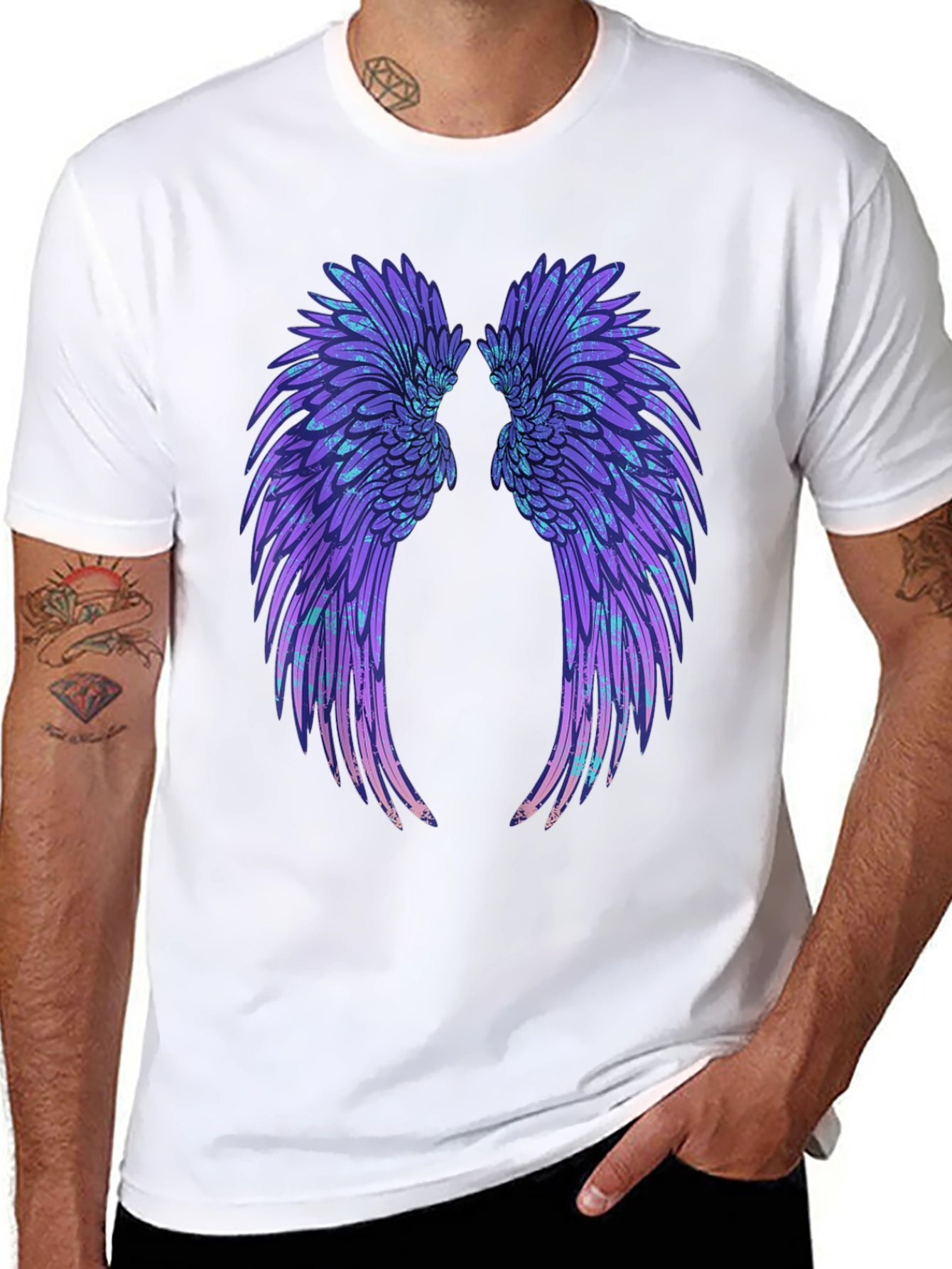 Black Angel Wings Graphic Black T-Shirt view 8